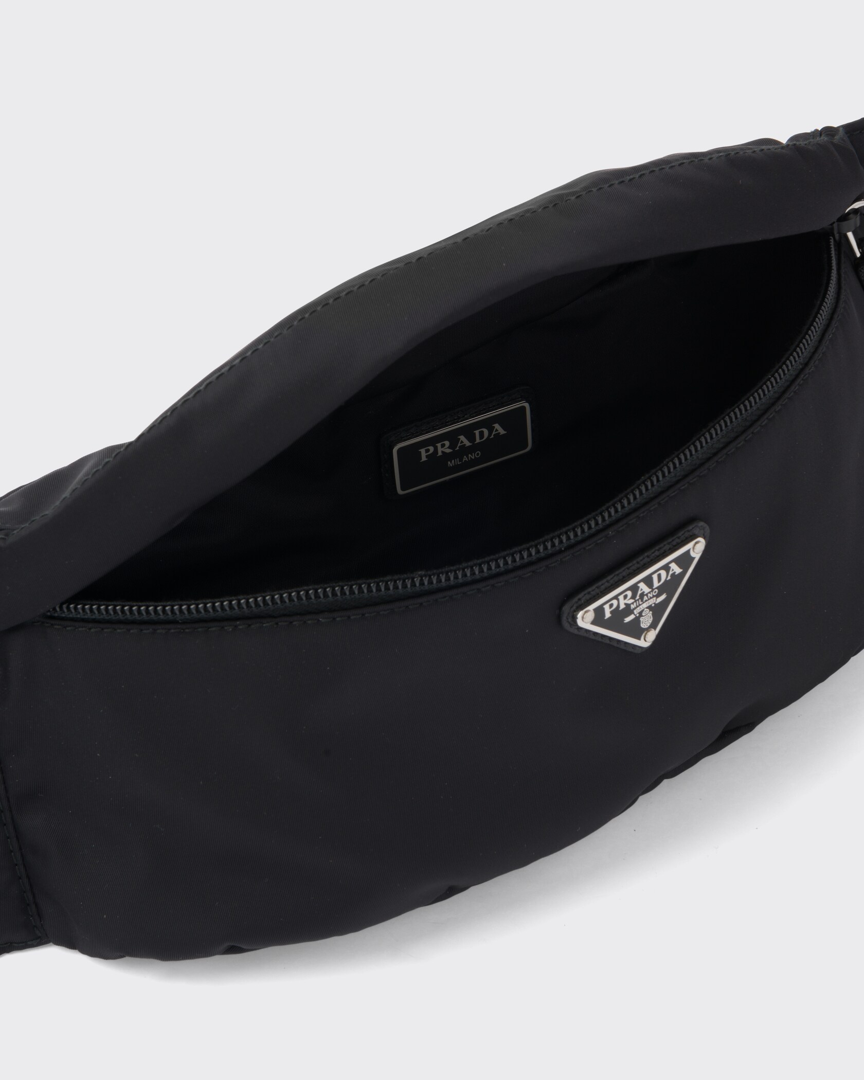 Black Renylon And Saffiano Leather Belt Bag PRADA