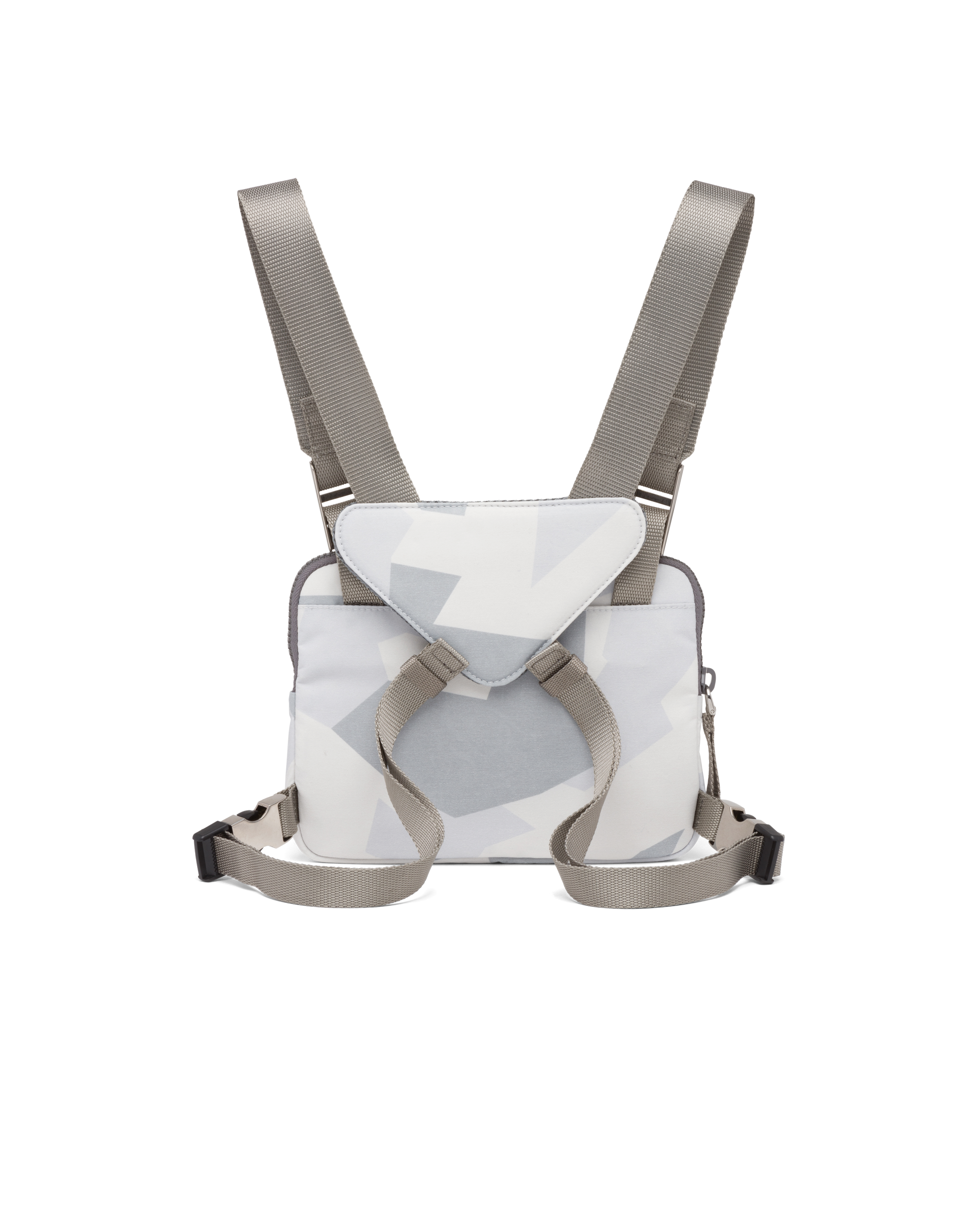 Marble Gray Printed technical fabric crossbody bag | Prada
