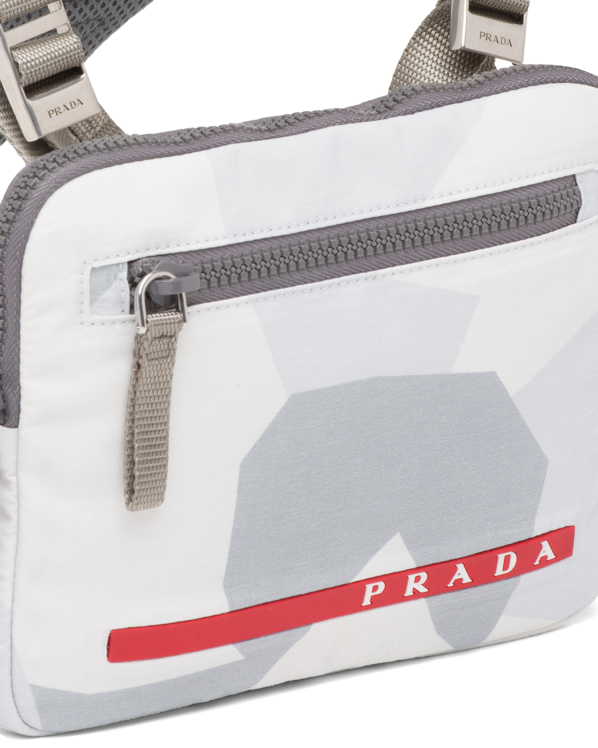Marble Gray Printed Technical Fabric Crossbody Bag PRADA