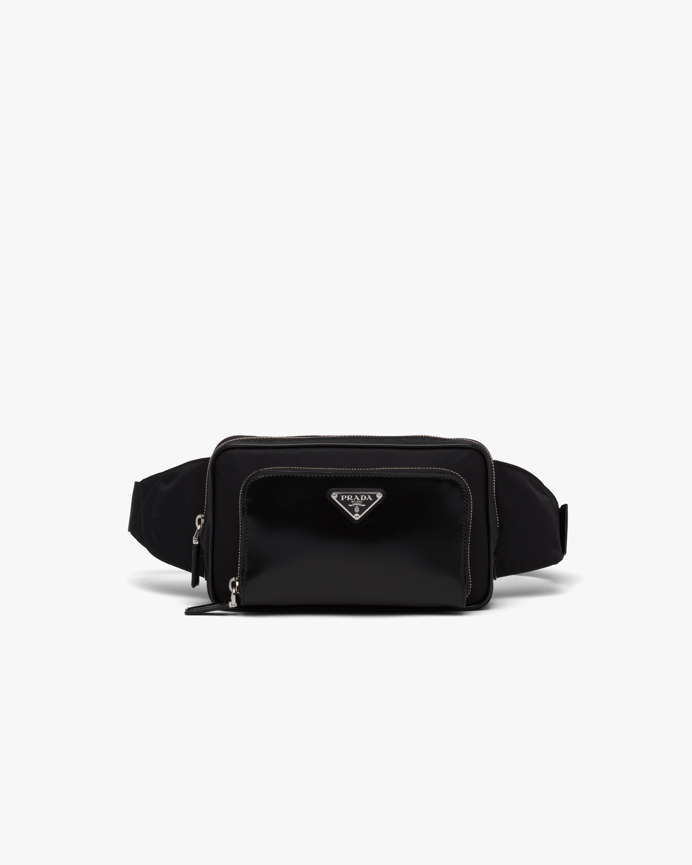 Black ReNylon and brushed leather belt bag Prada
