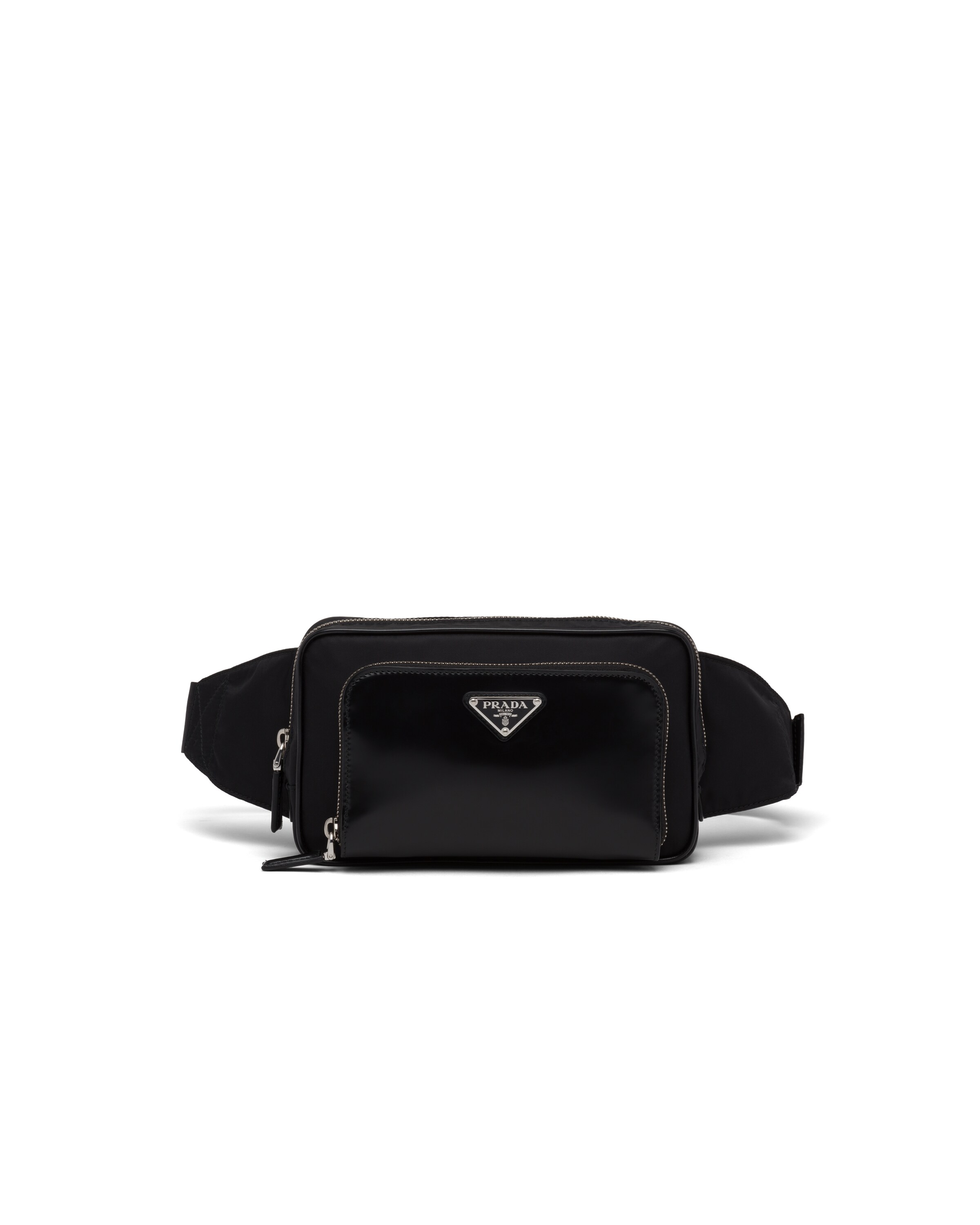 Black ReNylon and brushed leather belt bag Prada