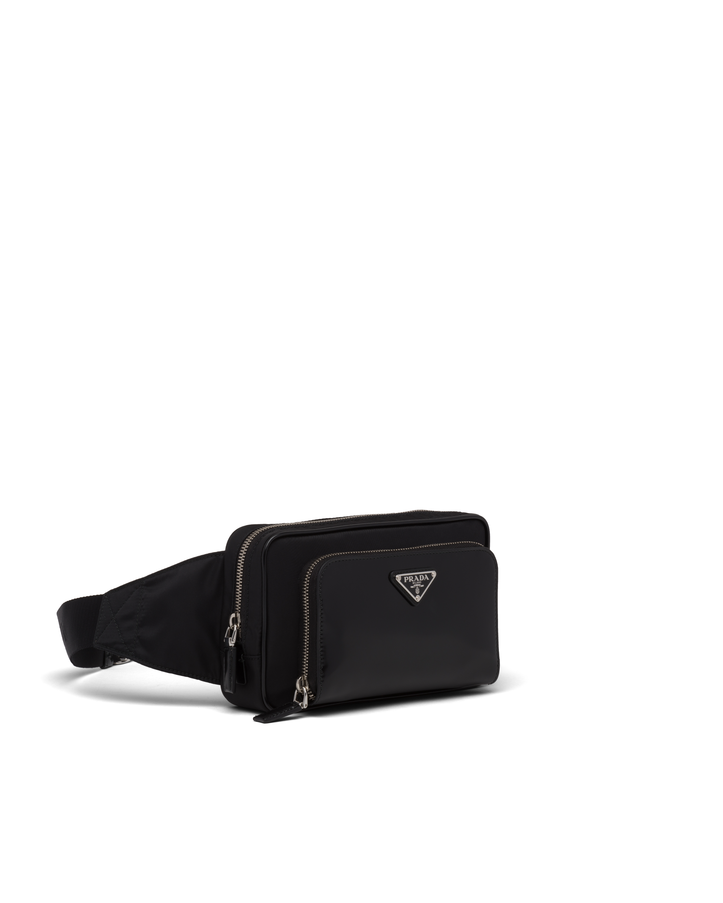 Prada حقيبة خصر الجلد المصقول وقماش Re\u002DNylon 3