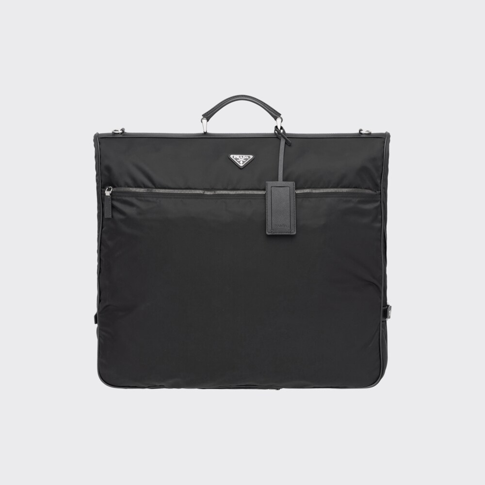 Black Saffiano leather and nylon garment bag Prada