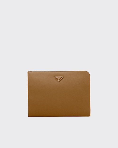 Cinnamon Saffiano Leather Briefcase | Prada