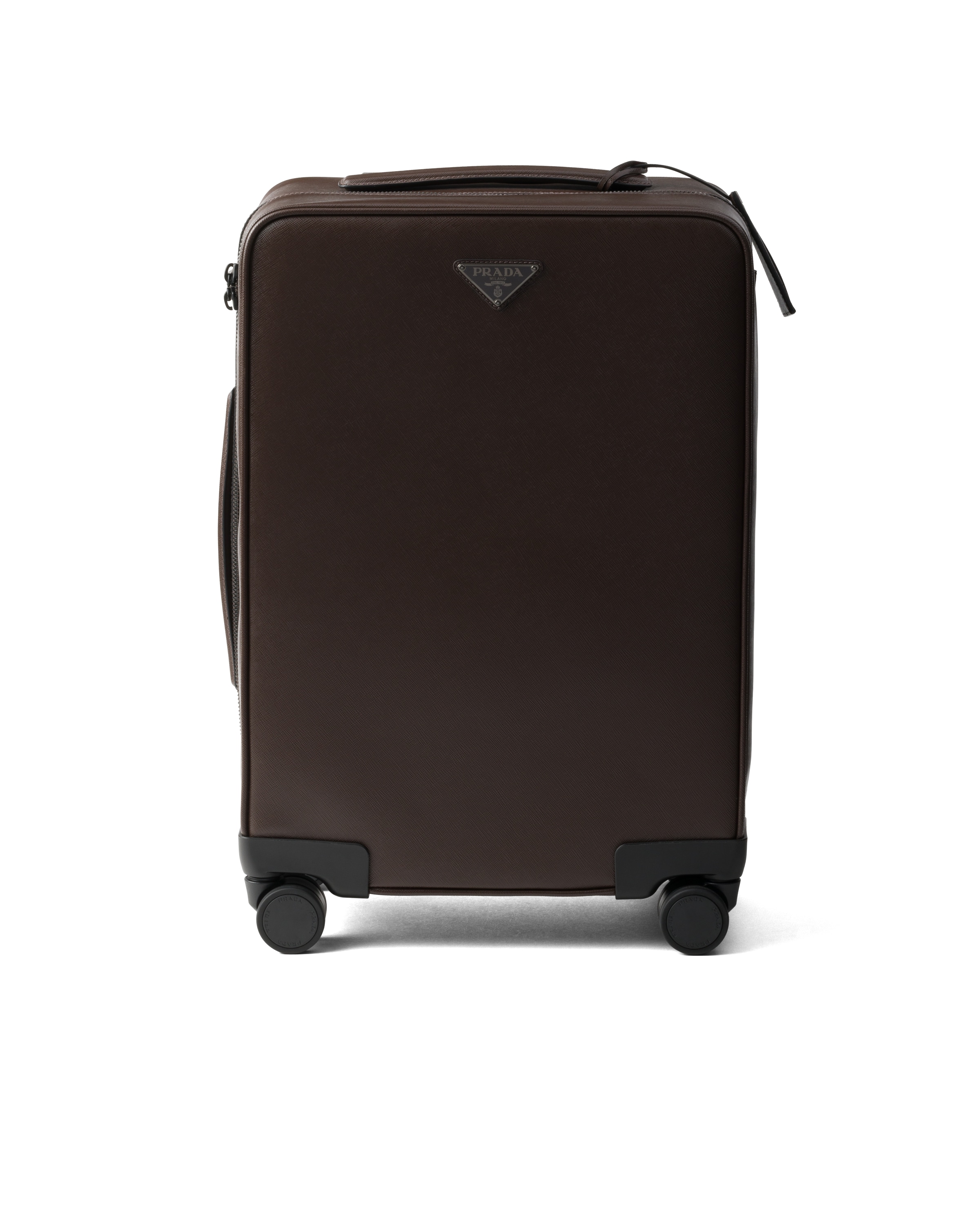 Prada Saffiano Leather Trolley In Kaffeebraun