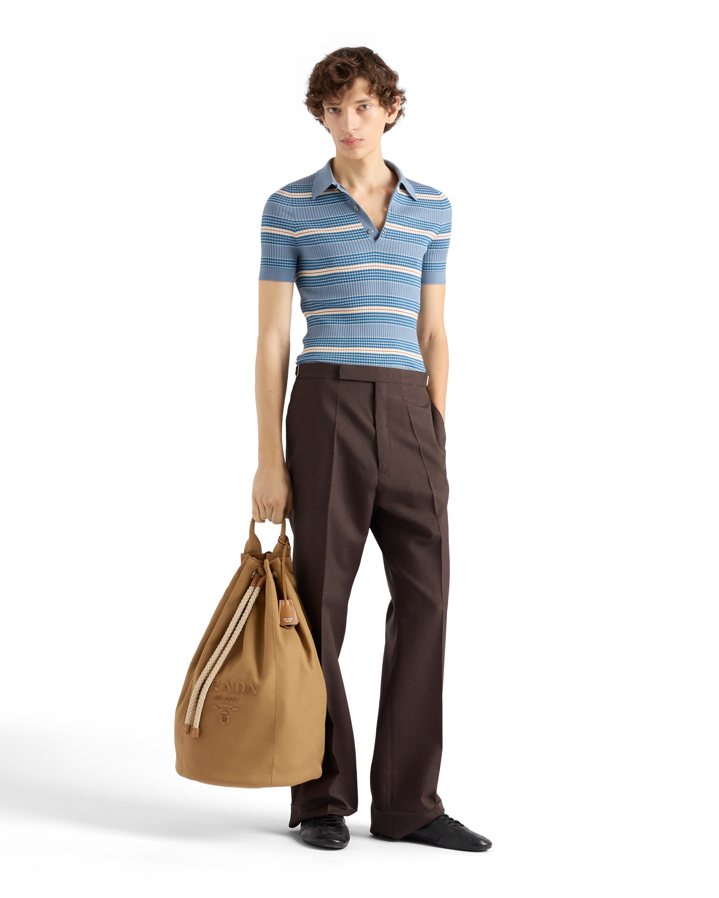 Prada Canvas Drawstring Duffle Bag
