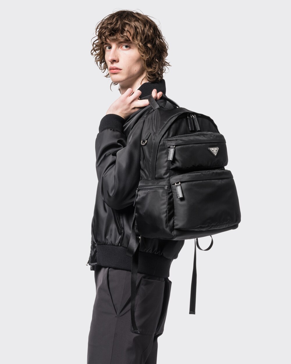 prada nylon backpack large