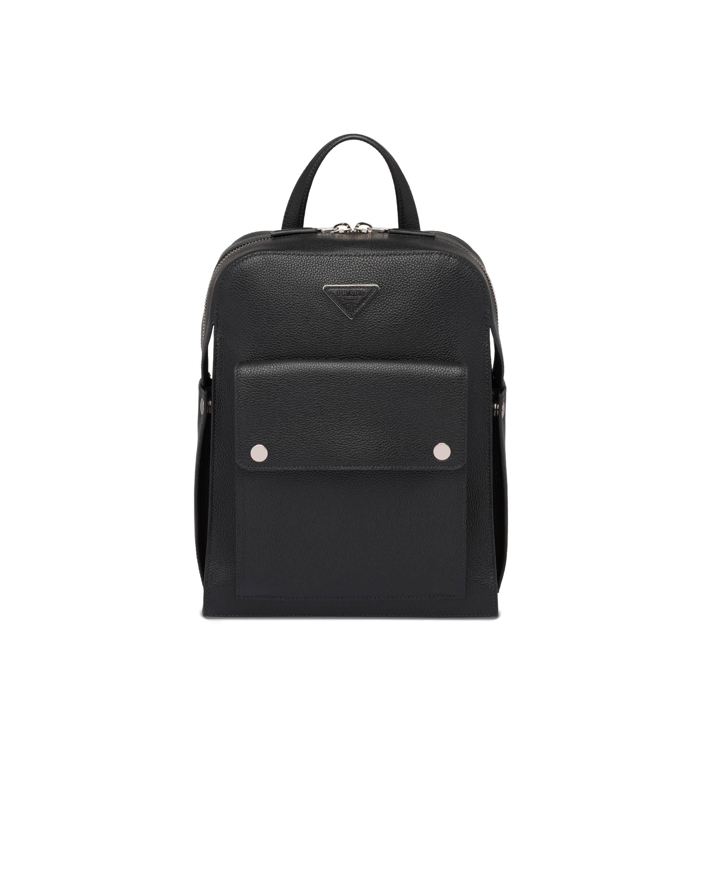 prada black leather backpack