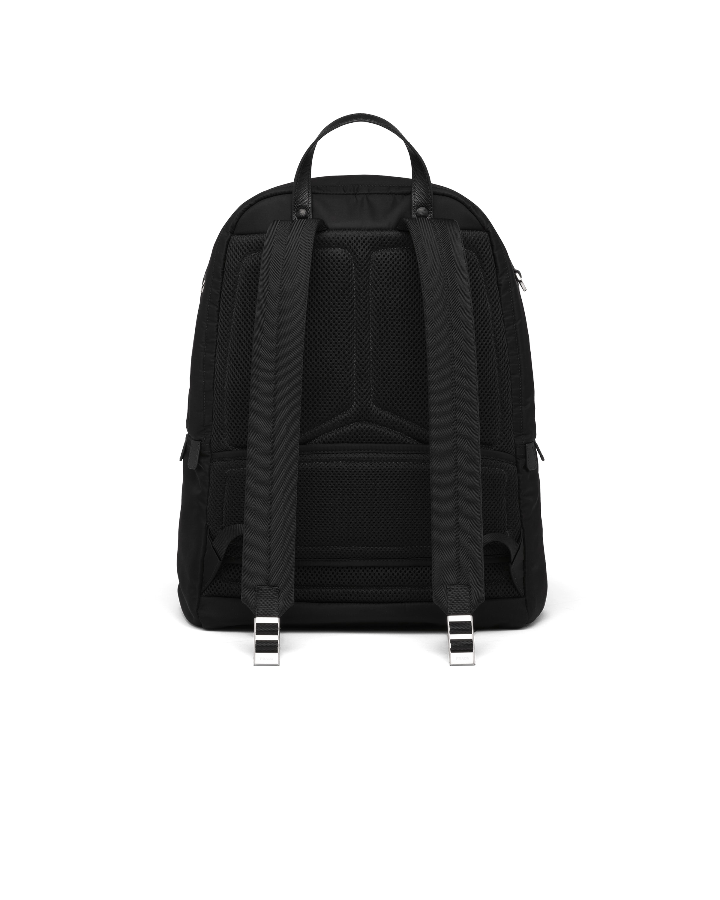 Prada Re-nylon And Saffiano Leather Backpack In Black