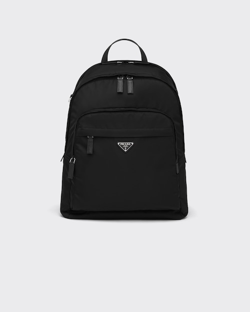 Black Re-Nylon and Saffiano leather backpack | Prada