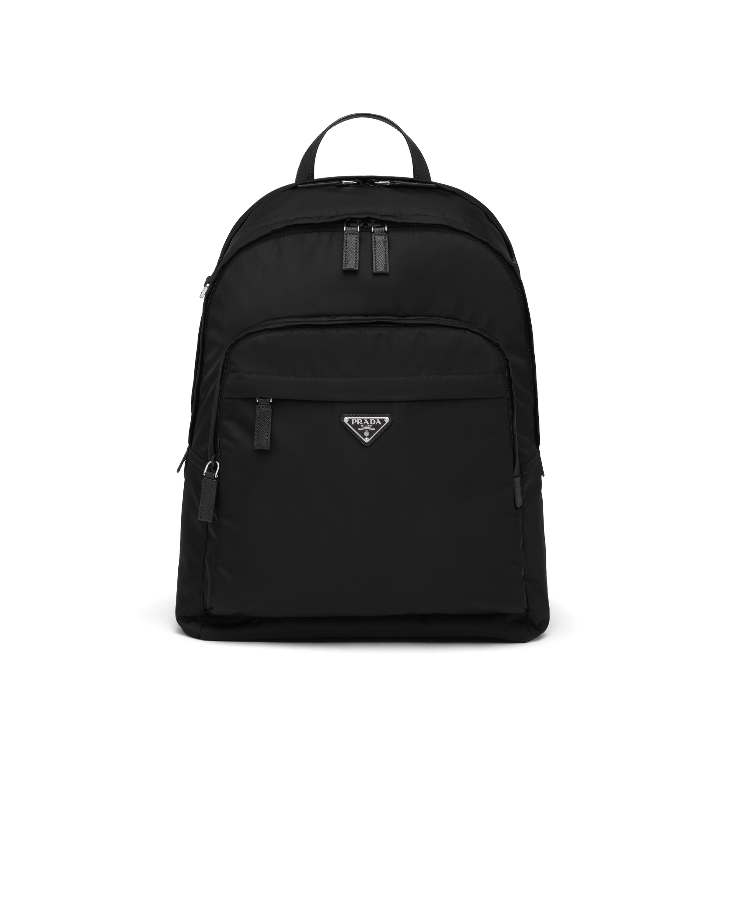 Prada Re-nylon And Saffiano Leather Backpack In Black