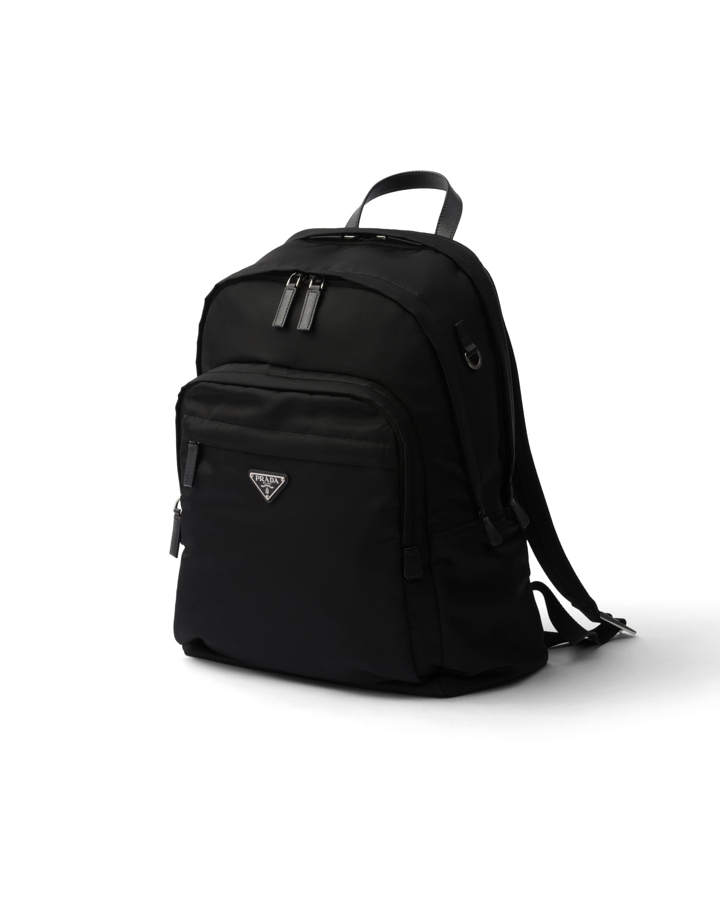 Prada Re-nylon And Saffiano Leather Backpack In Black