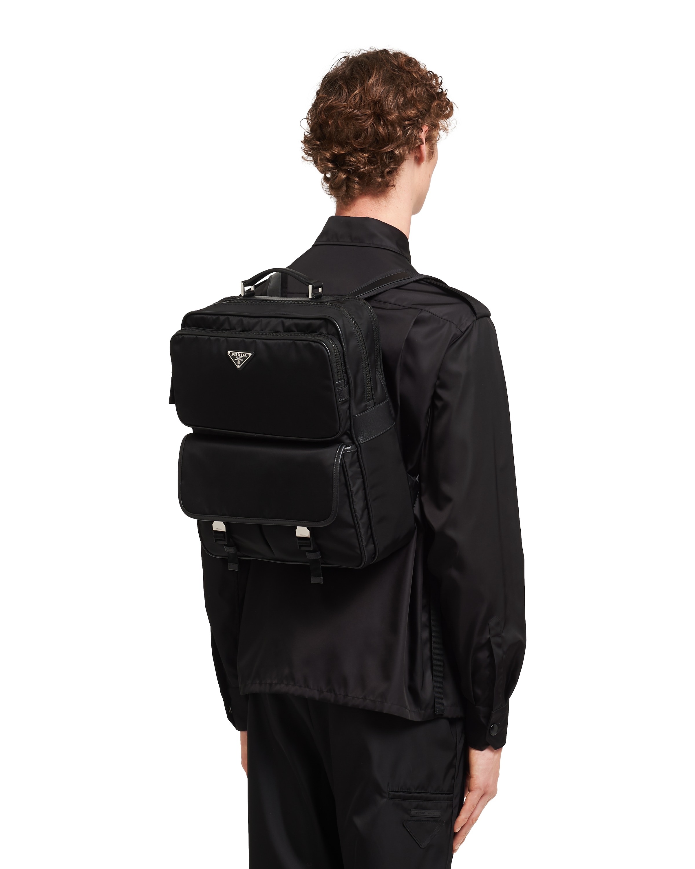 Black Nylon Backpack Prada