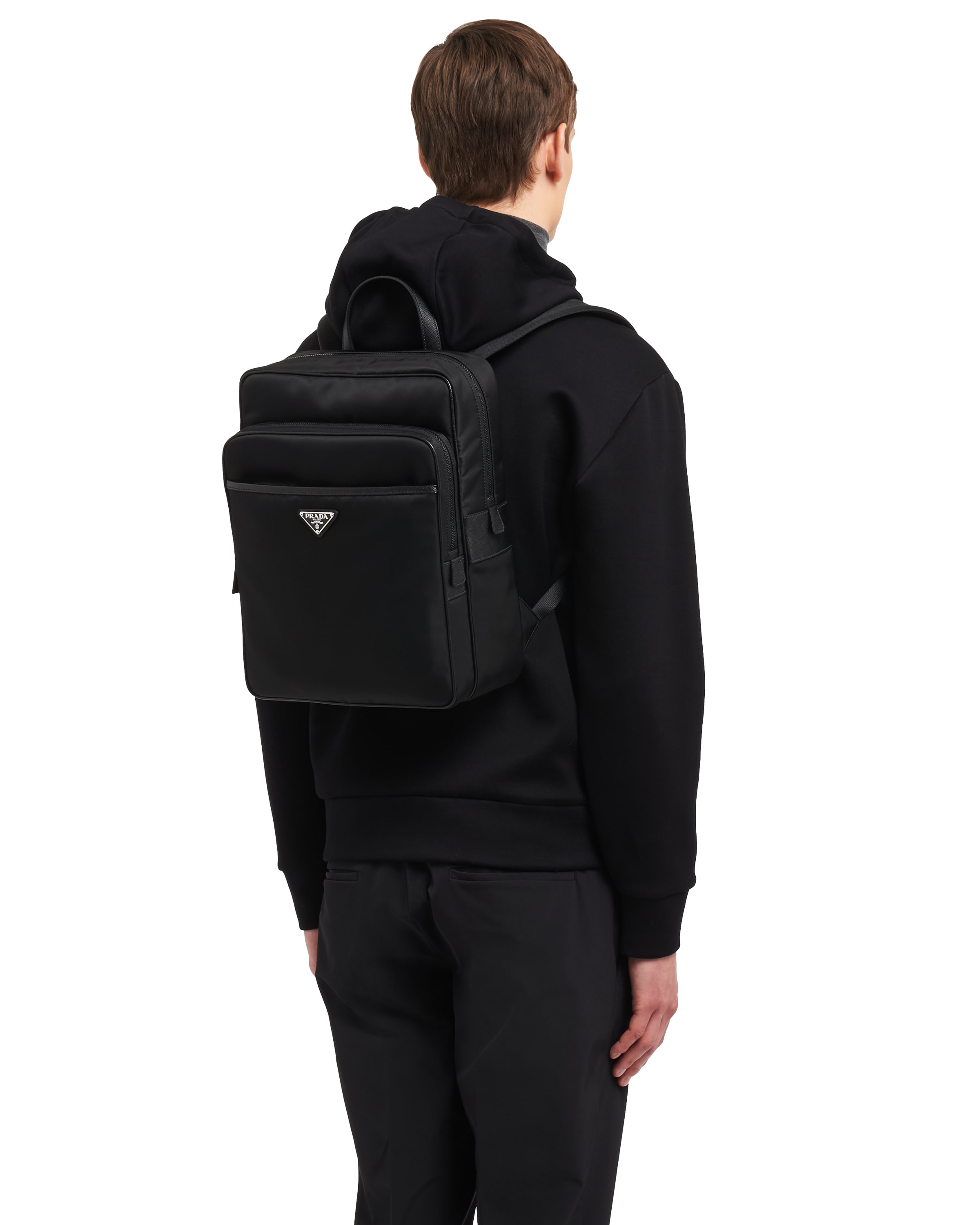 Black Nylon Backpack Prada