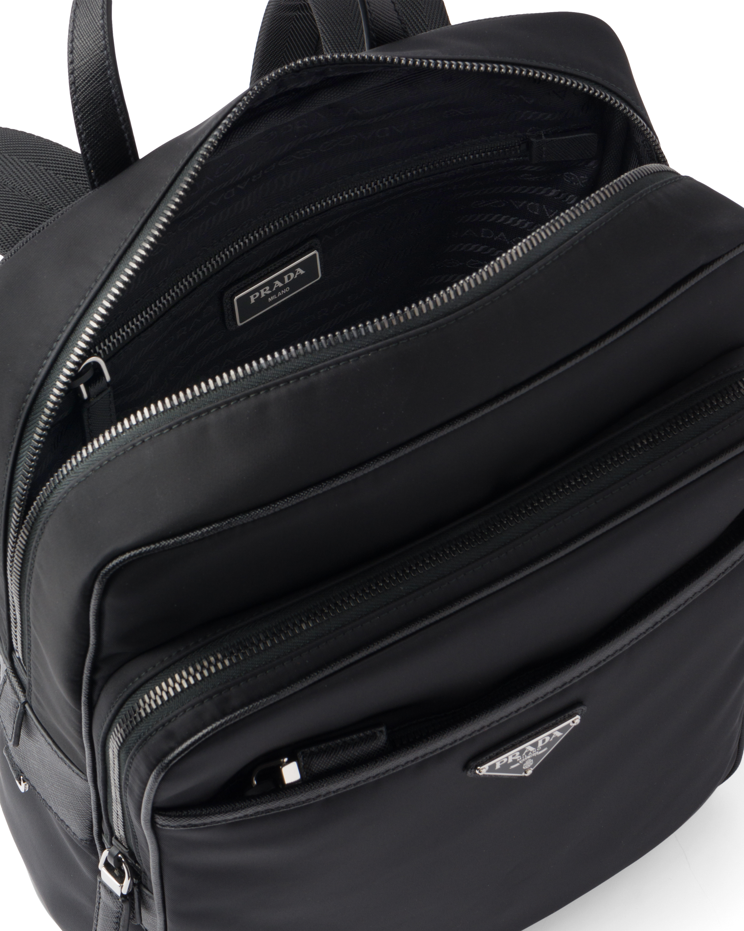prada silver backpack