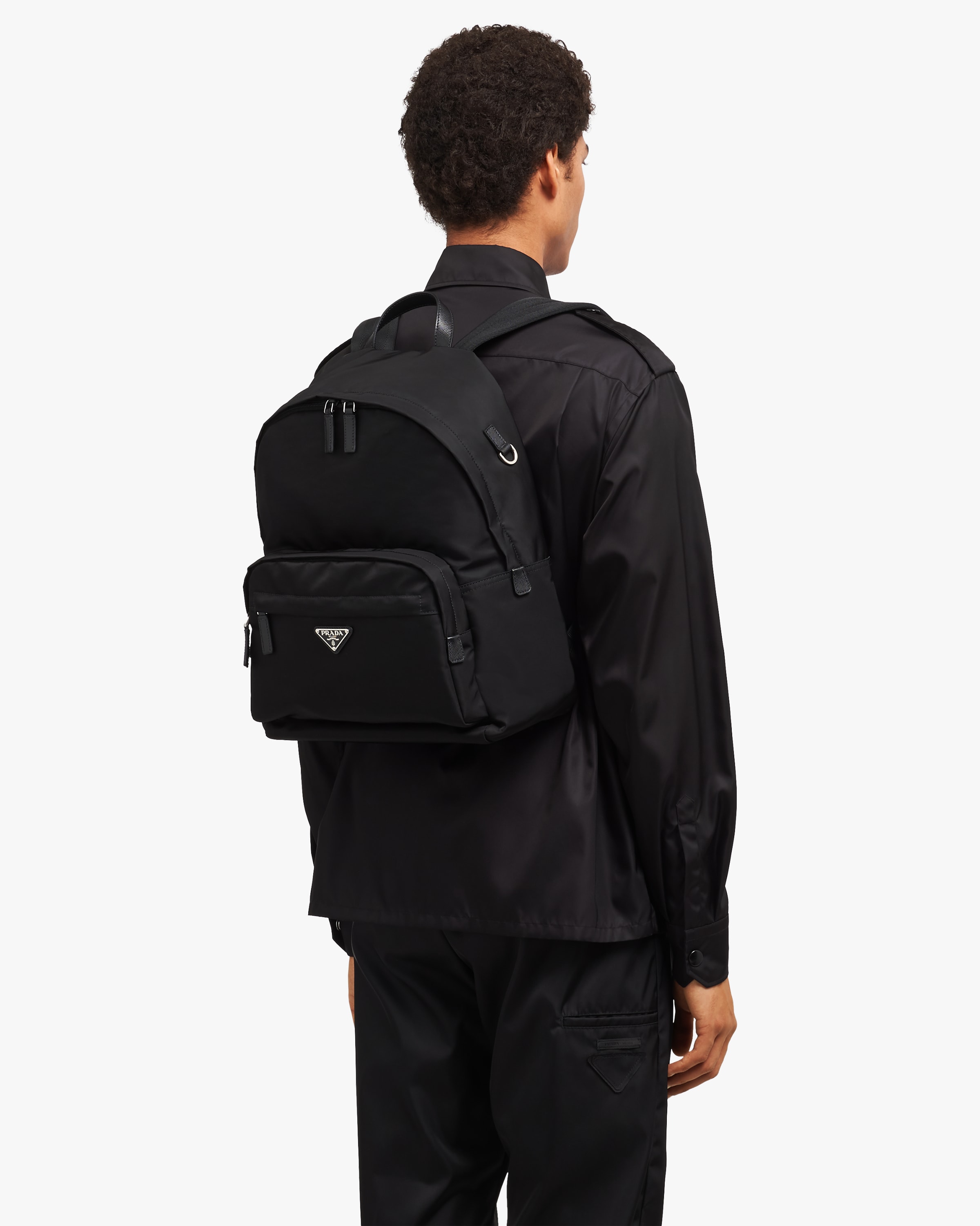 Black Nylon Backpack Prada