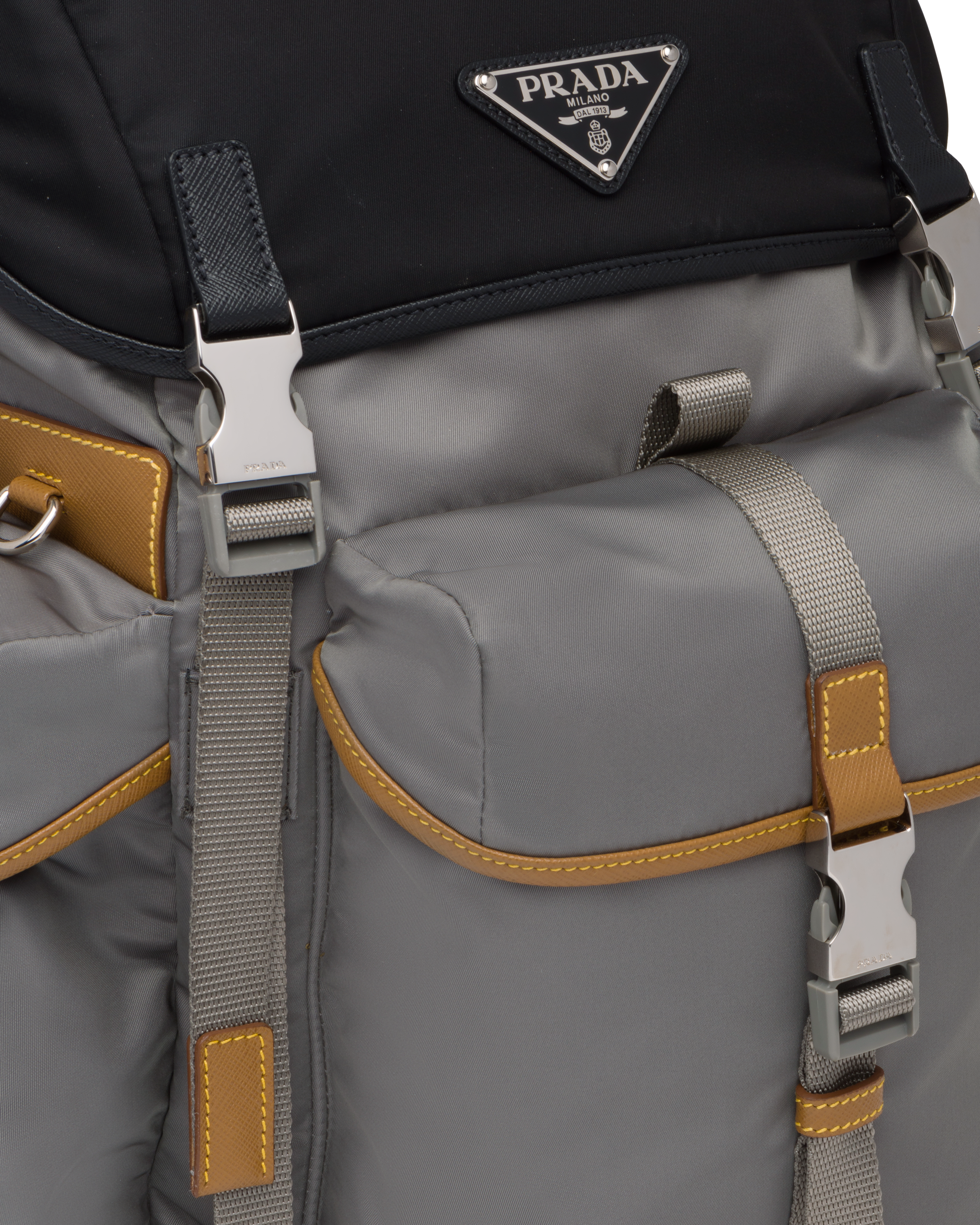 prada silver backpack