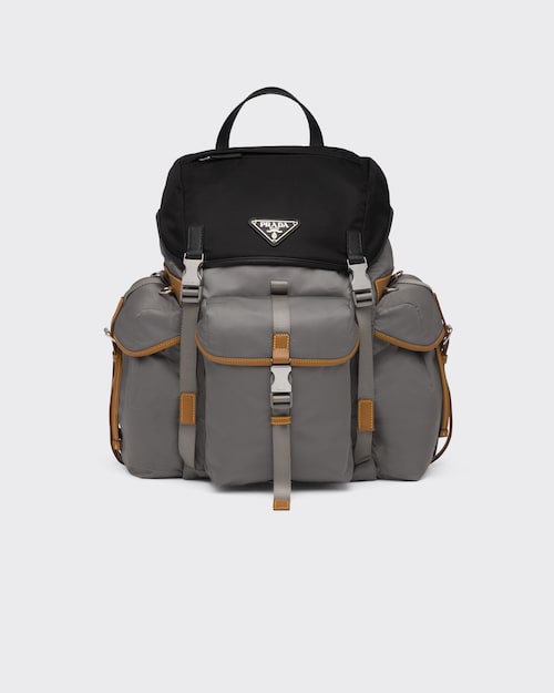 grey nylon backpack