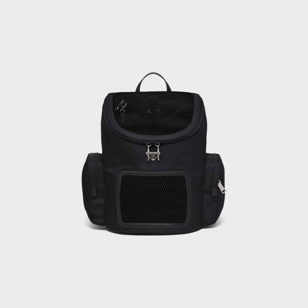 Black ReNylon and Saffiano leather pet bag Prada