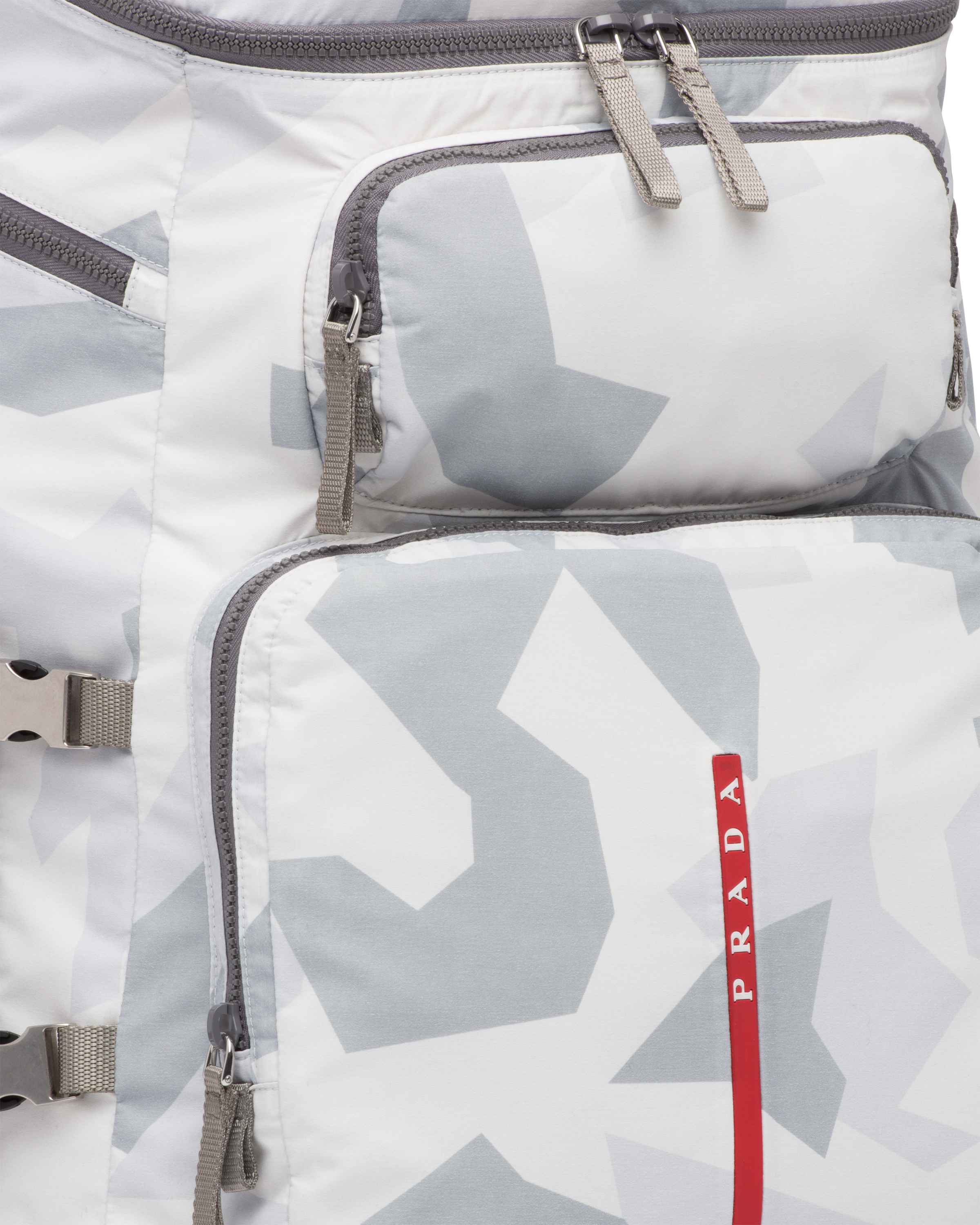 Marble Gray Printed Technical Fabric Ski Boot Backpack | PRADA