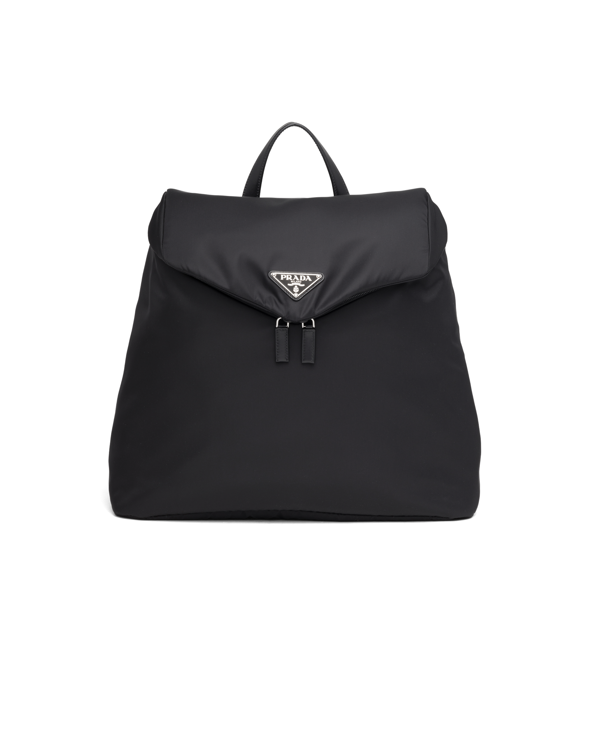 prada black leather backpack