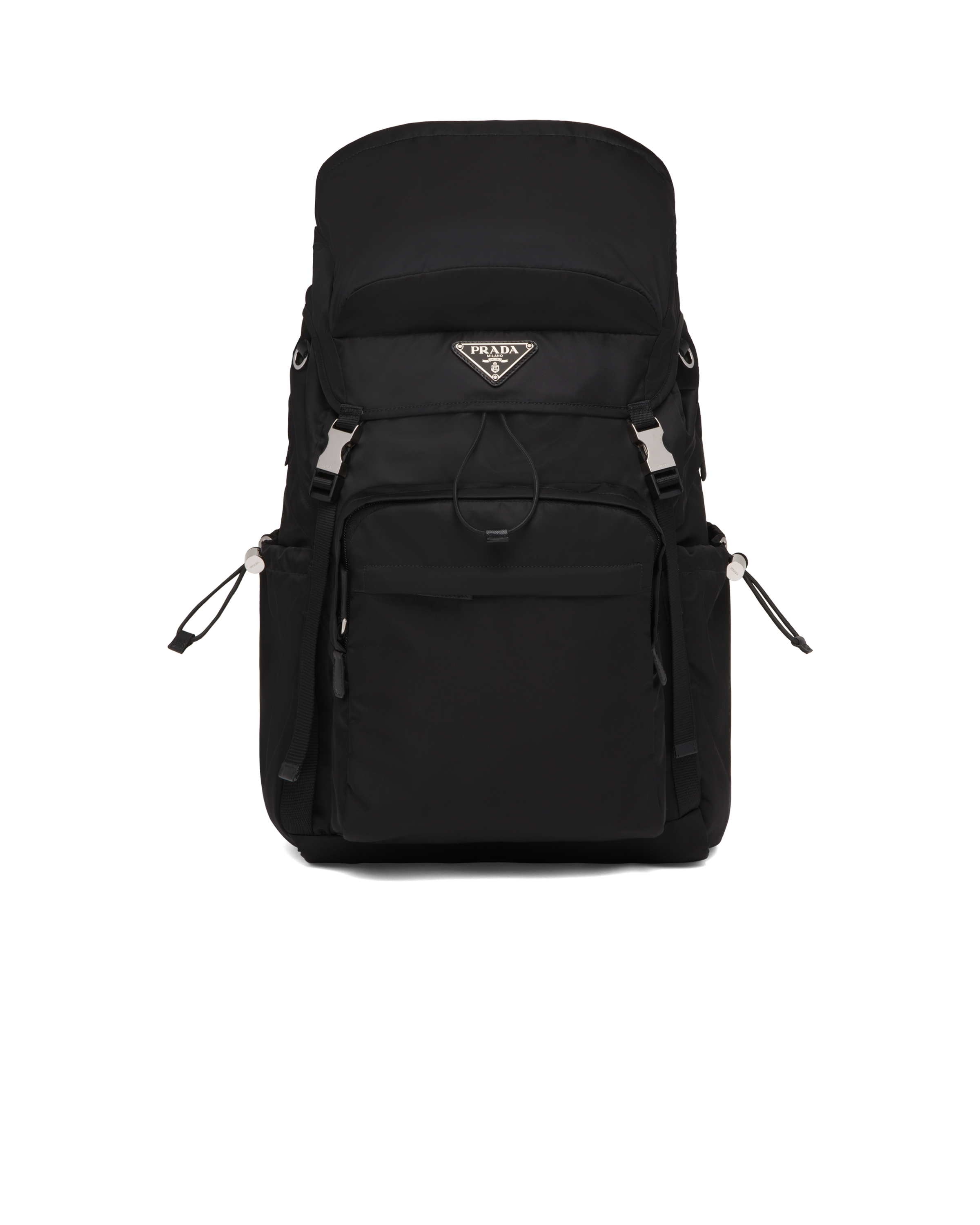 Prada Re-nylon And Saffiano Leather Backpack In Black