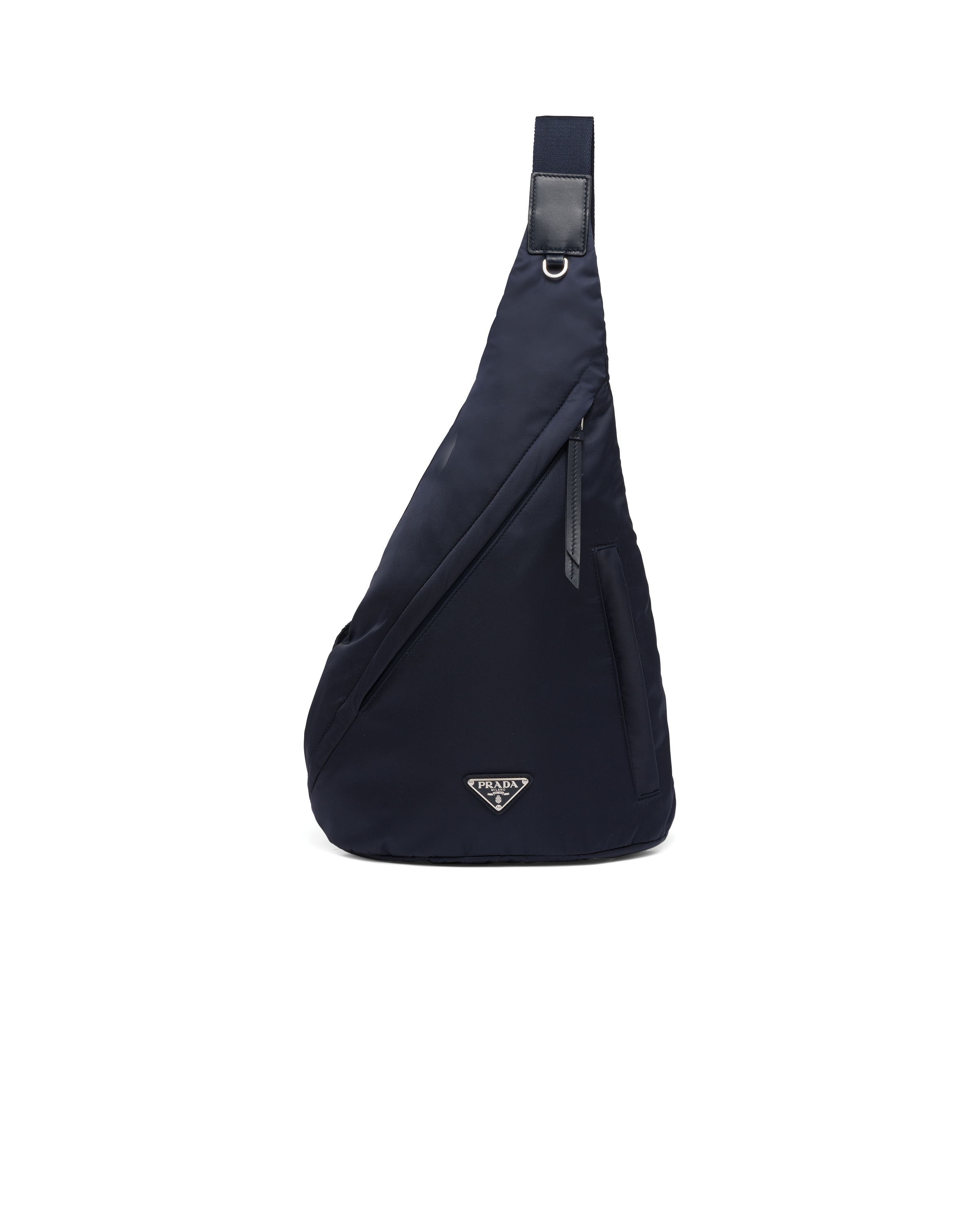 Prada Re-nylon And Leather Backpack In Navy