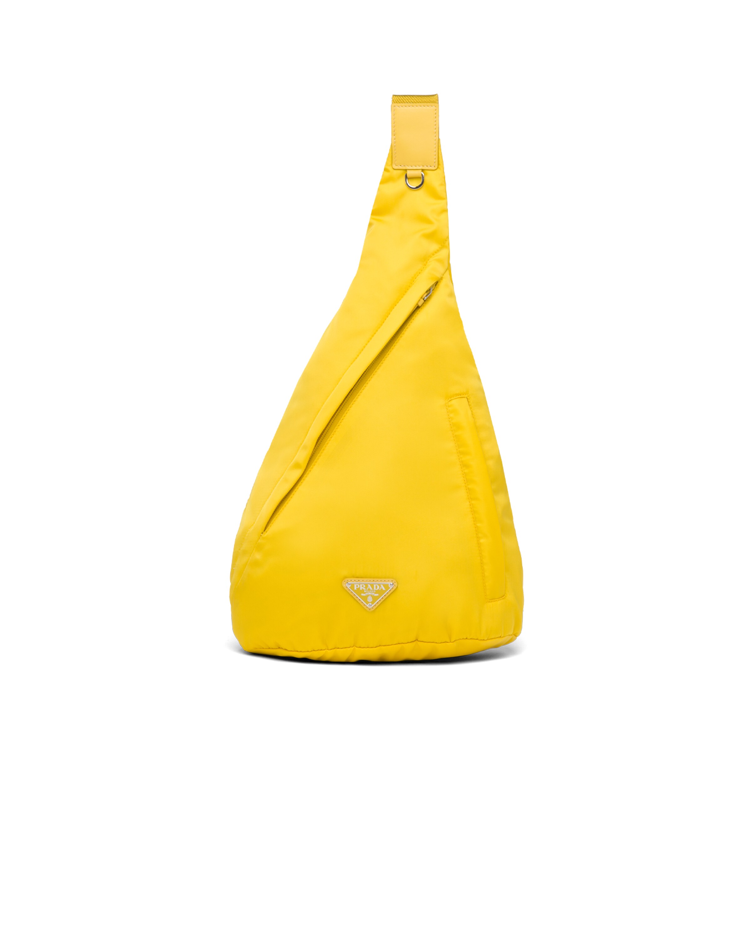 Yellow ReNylon and leather backpack Prada