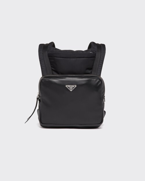 Black Leather backpack with hood | Prada Black Leather backpack with hood | Prada