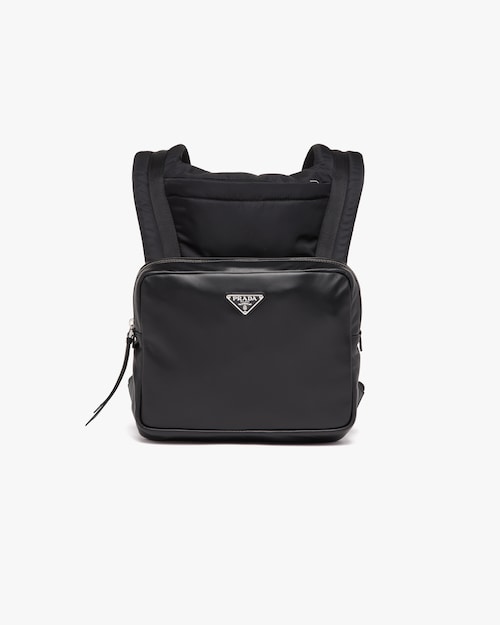 prada black leather backpack
