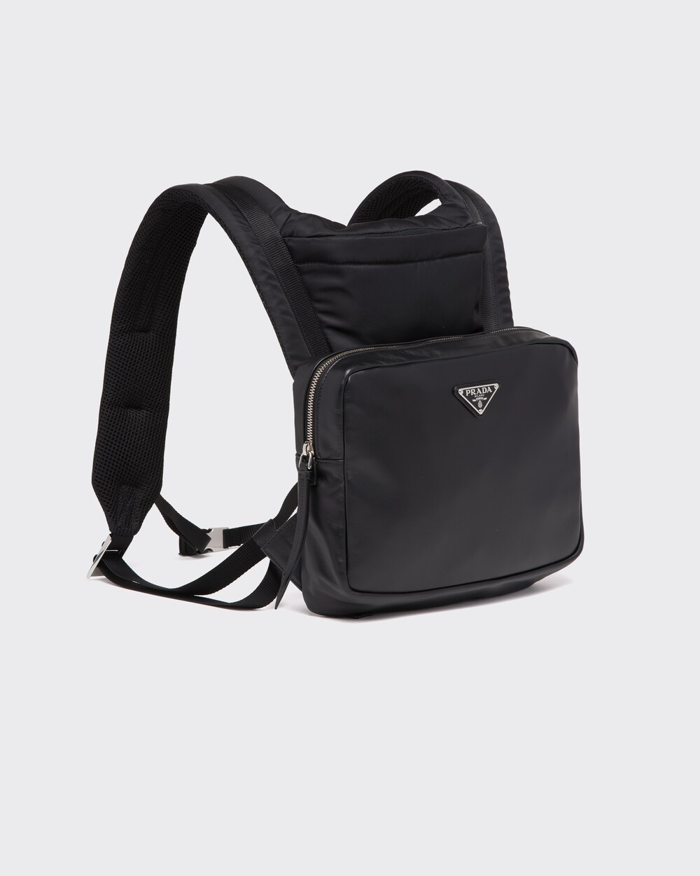 Black Leather backpack with hood | Prada