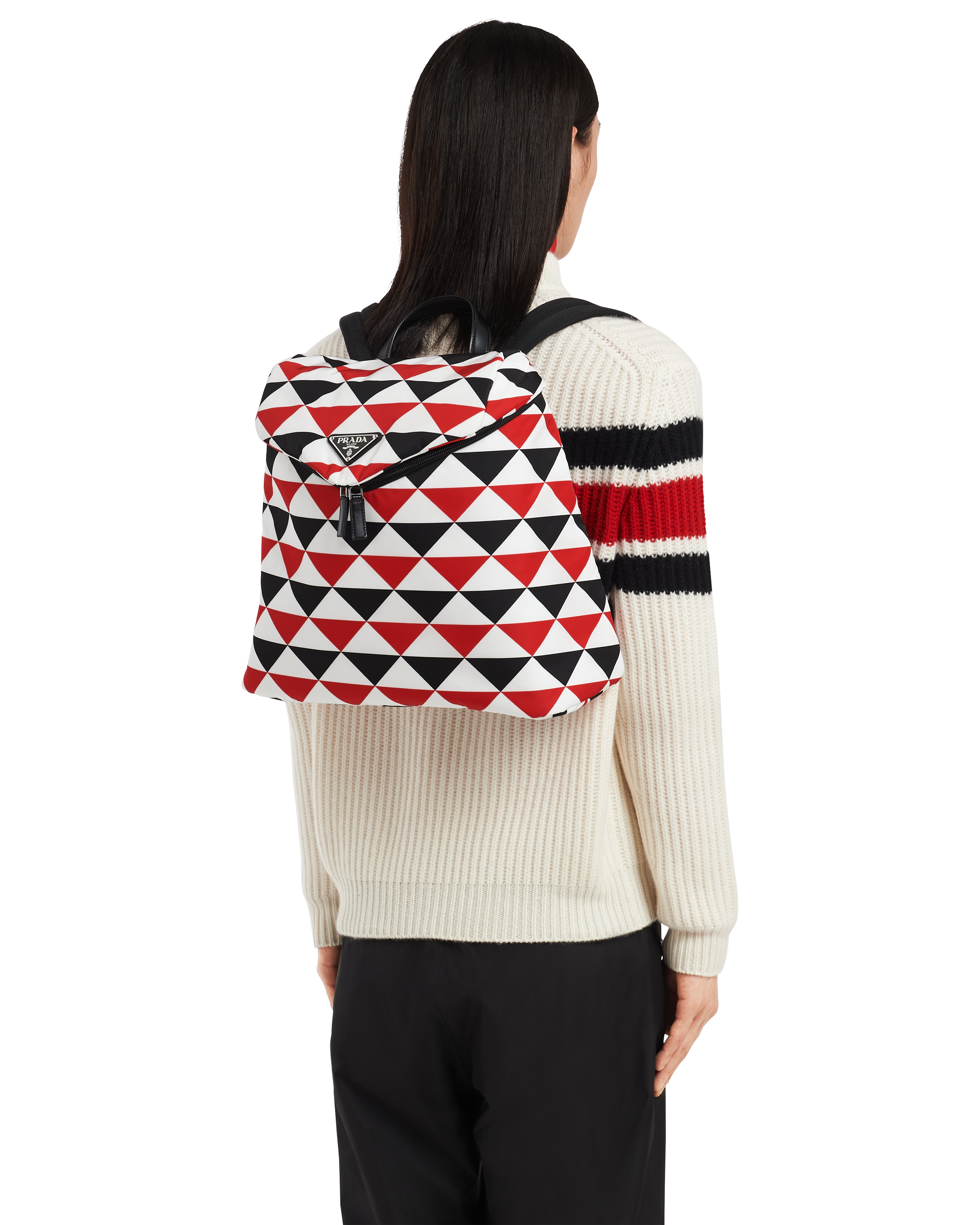prada signaux printed nylon backpack