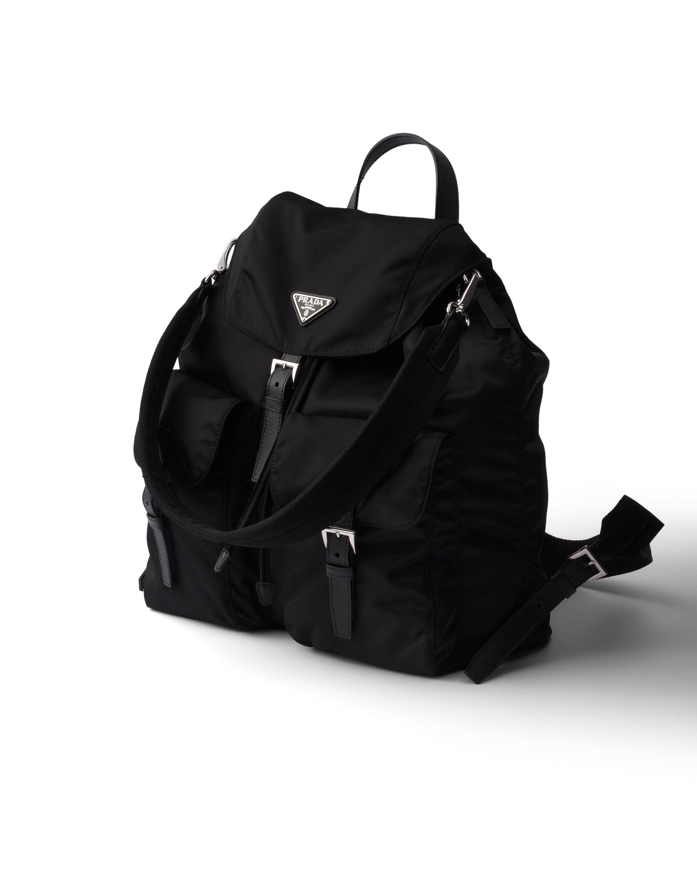 Prada Medium Re-nylon Backpack In Black