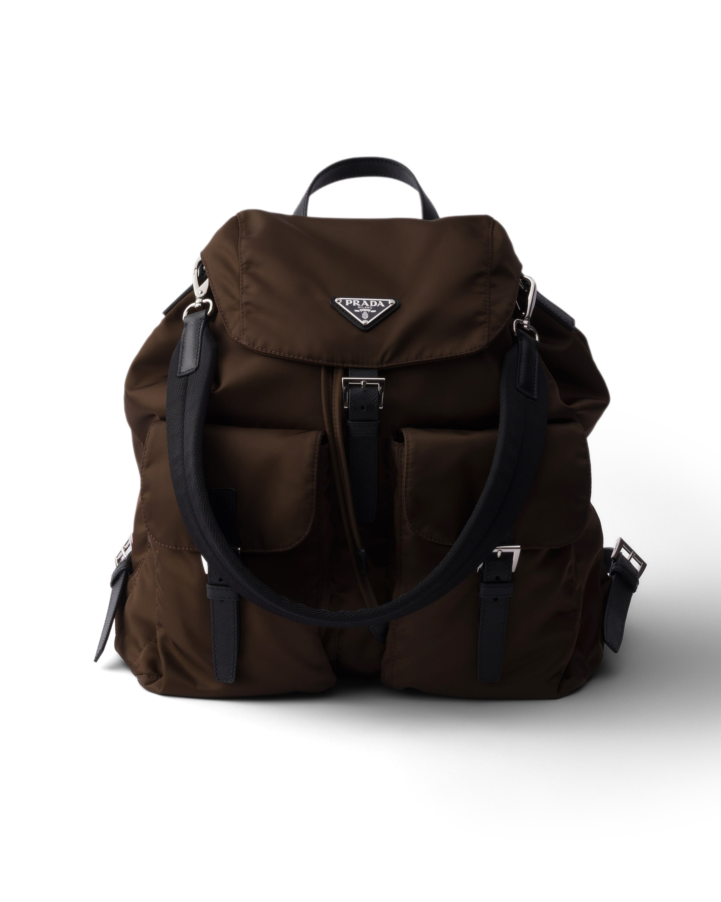 Prada Front-pockets Backpack In Brown