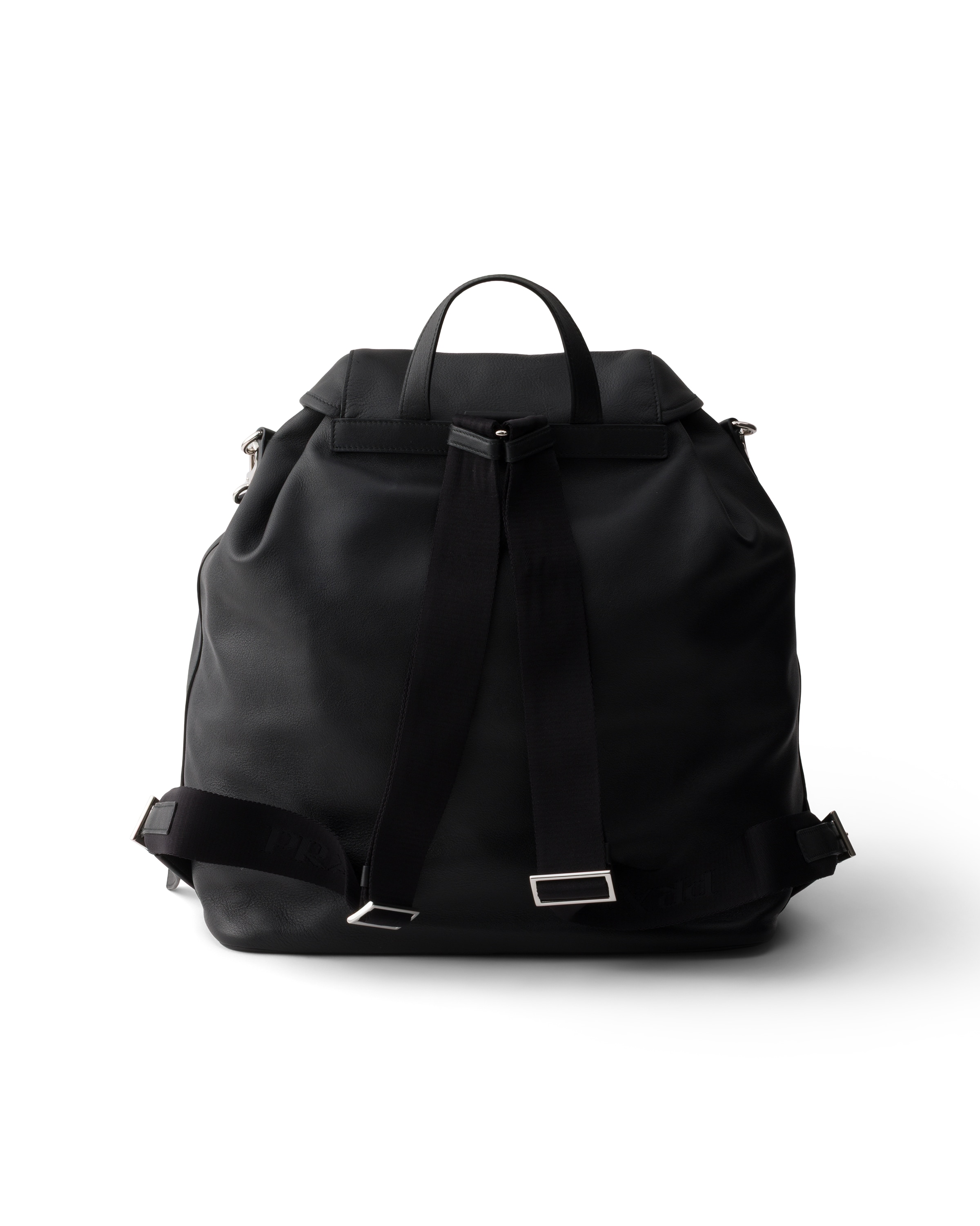 Prada Re-nylon Logo-plaque Backpack In Black