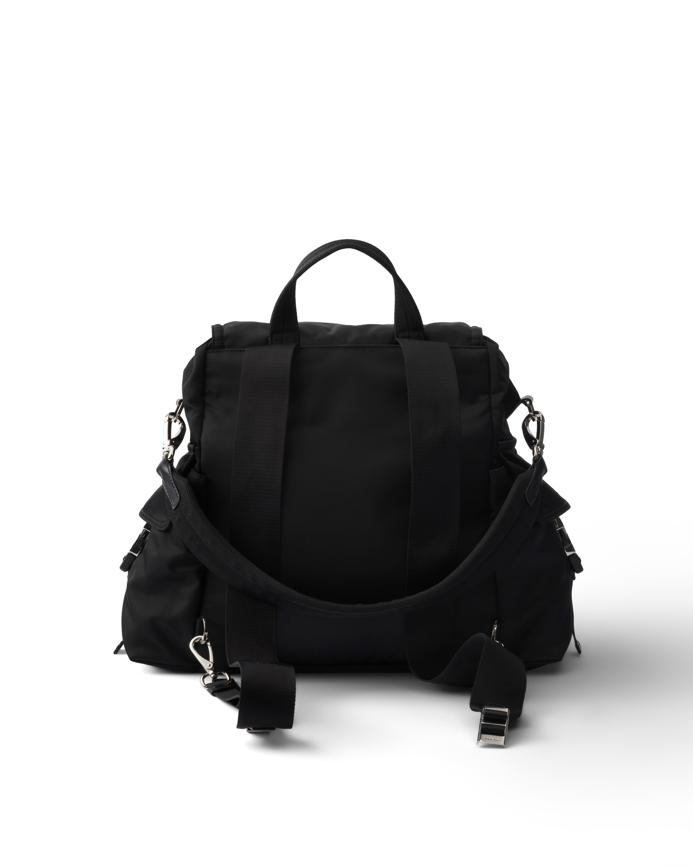 Prada Explore Re-nylon And Leather Backpack In Black