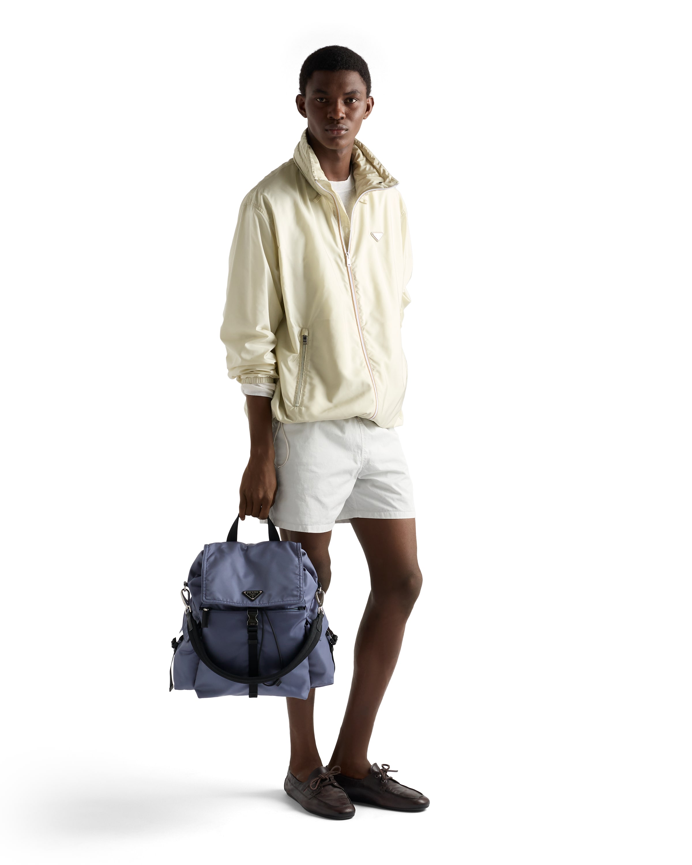 Prada Explore Re-nylon And Leather Backpack In Blue