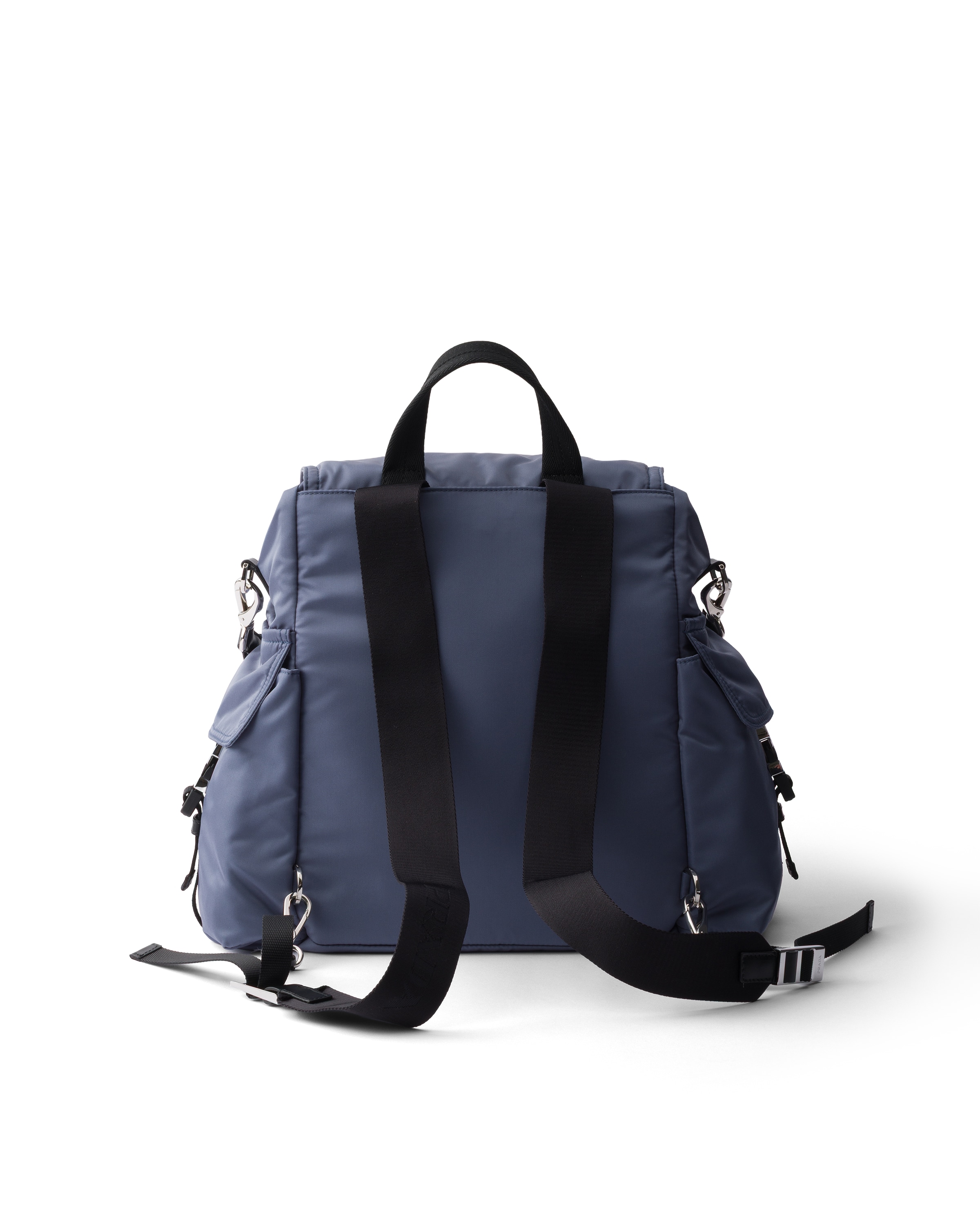 Prada Explore Re-nylon And Leather Backpack In Blue