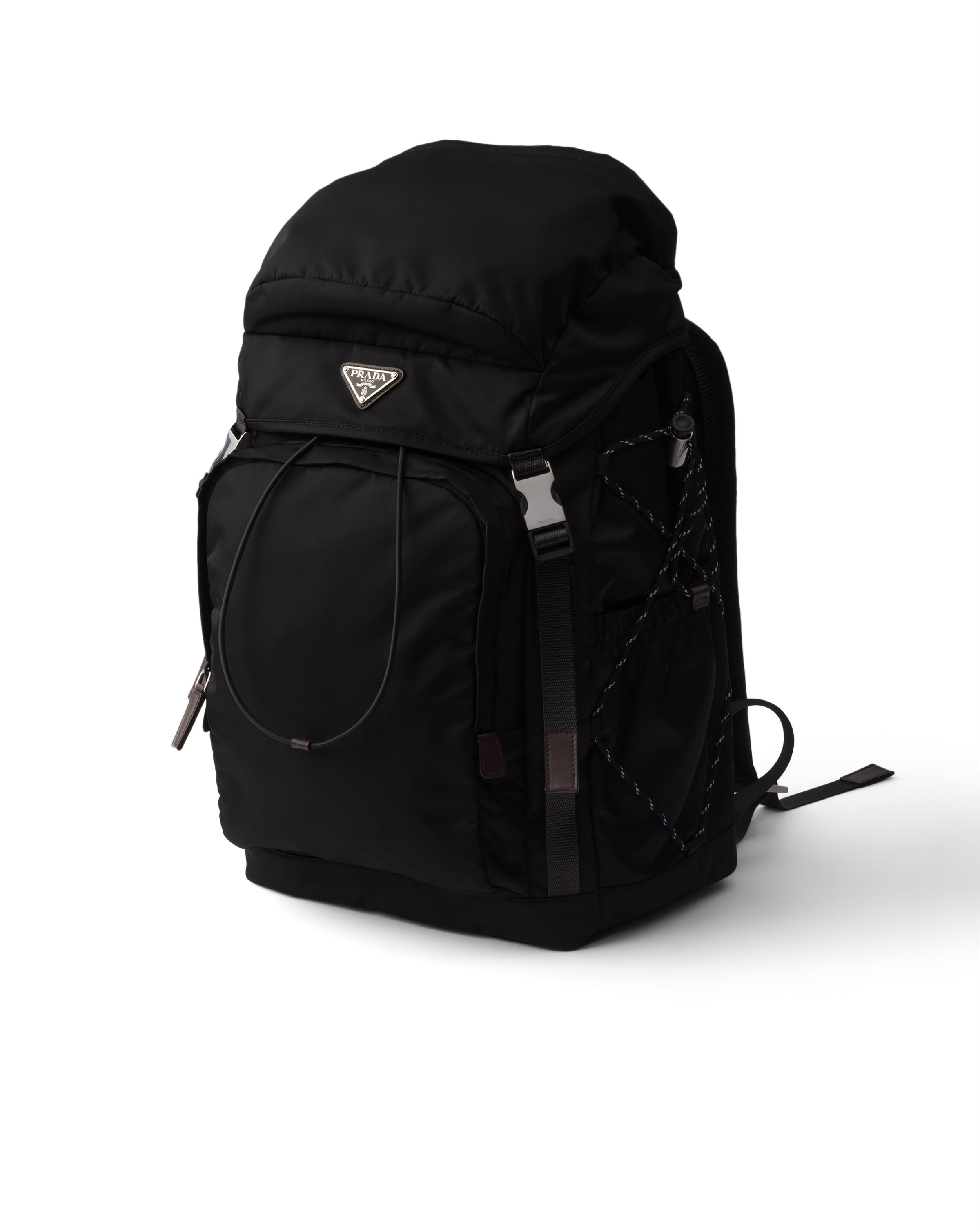 Prada Speedrock Rucksack Aus Re-nylon Und Leder In Black