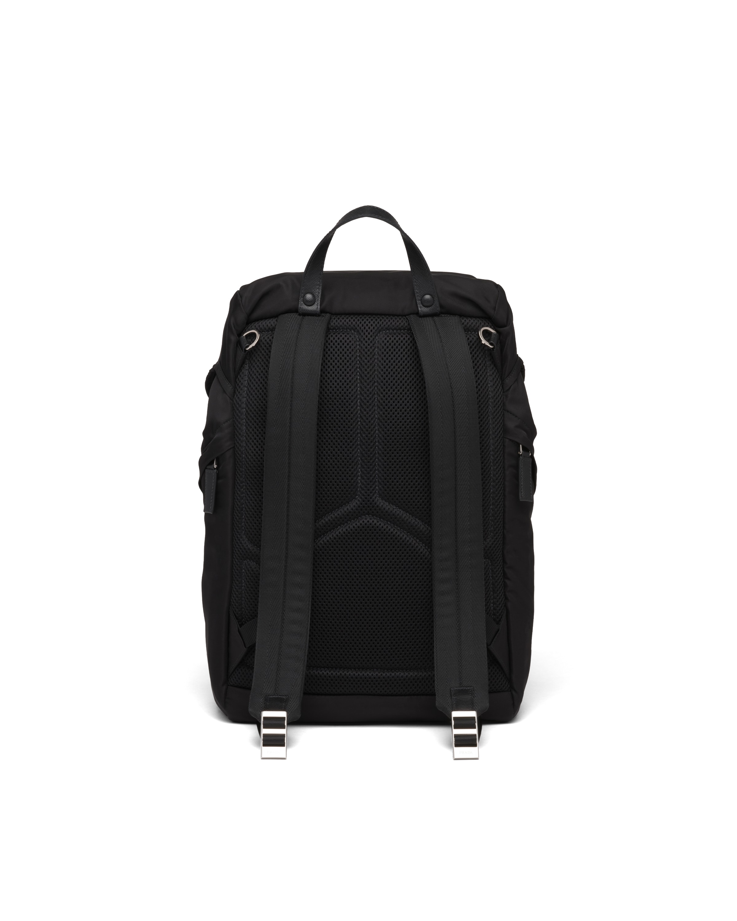 Prada Nylon Backpack With Adjustable Straps And Pockets In Black