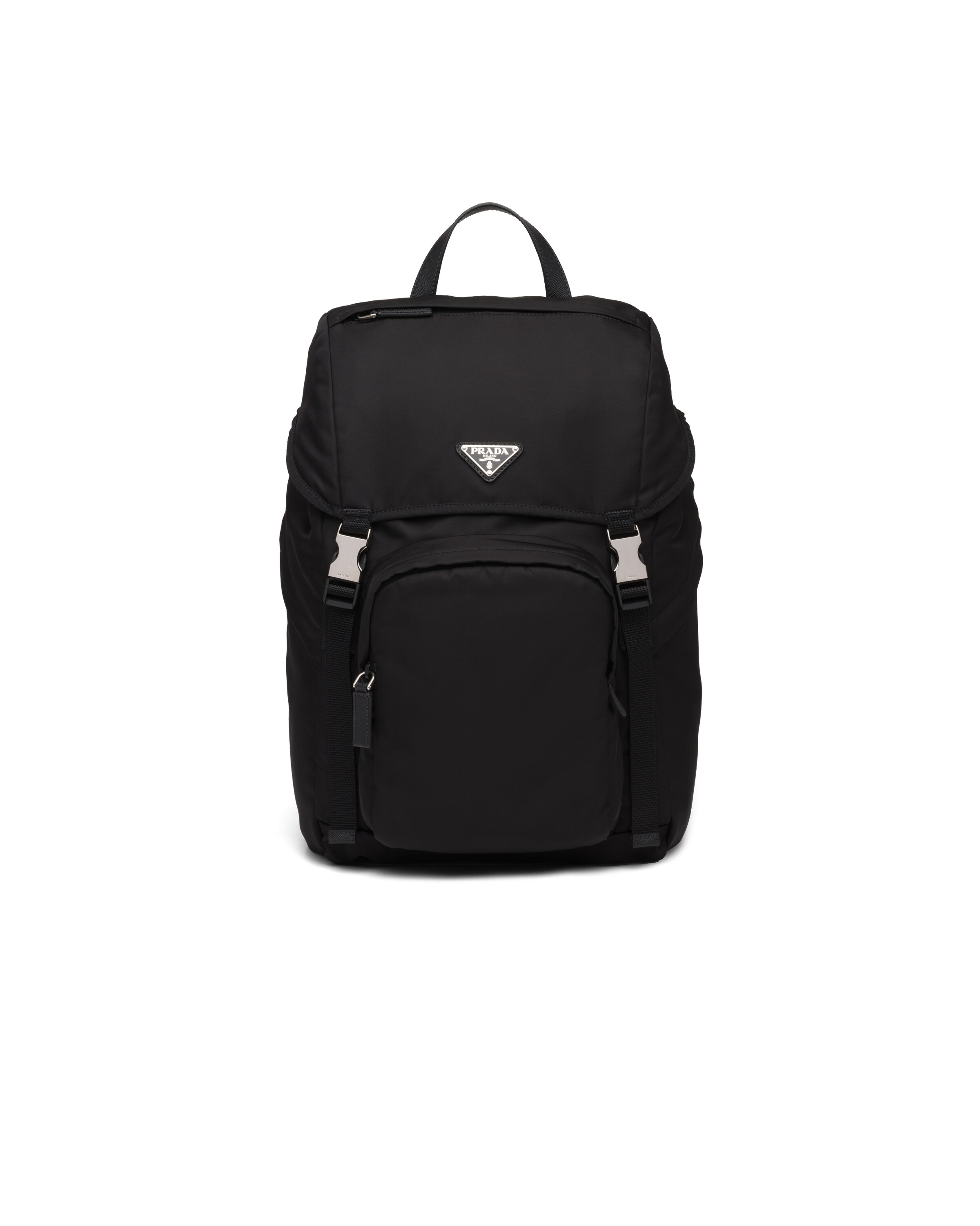 Black Re-Nylon and Saffiano leather backpack | Prada