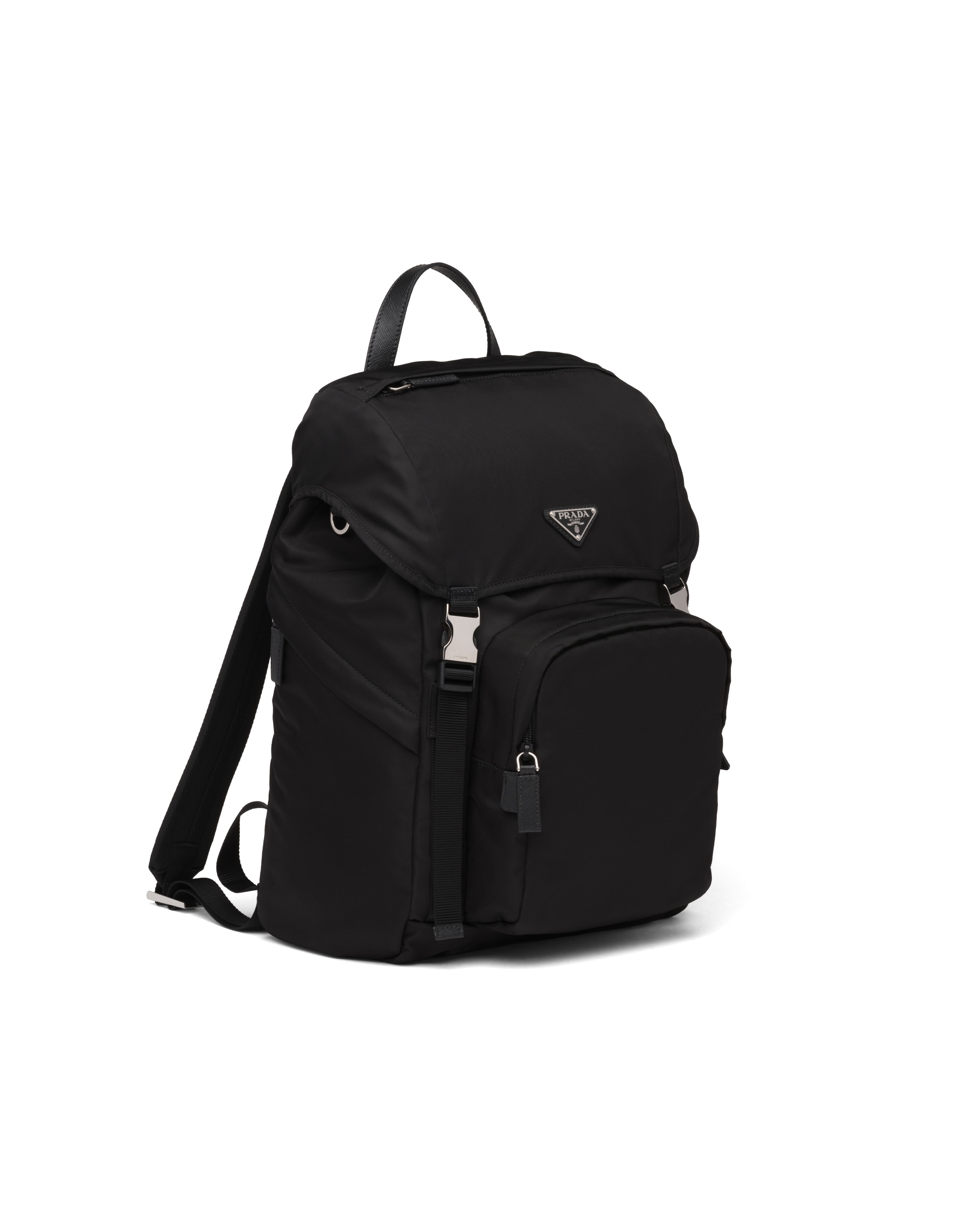 Prada Nylon Backpack With Adjustable Straps And Pockets In Black