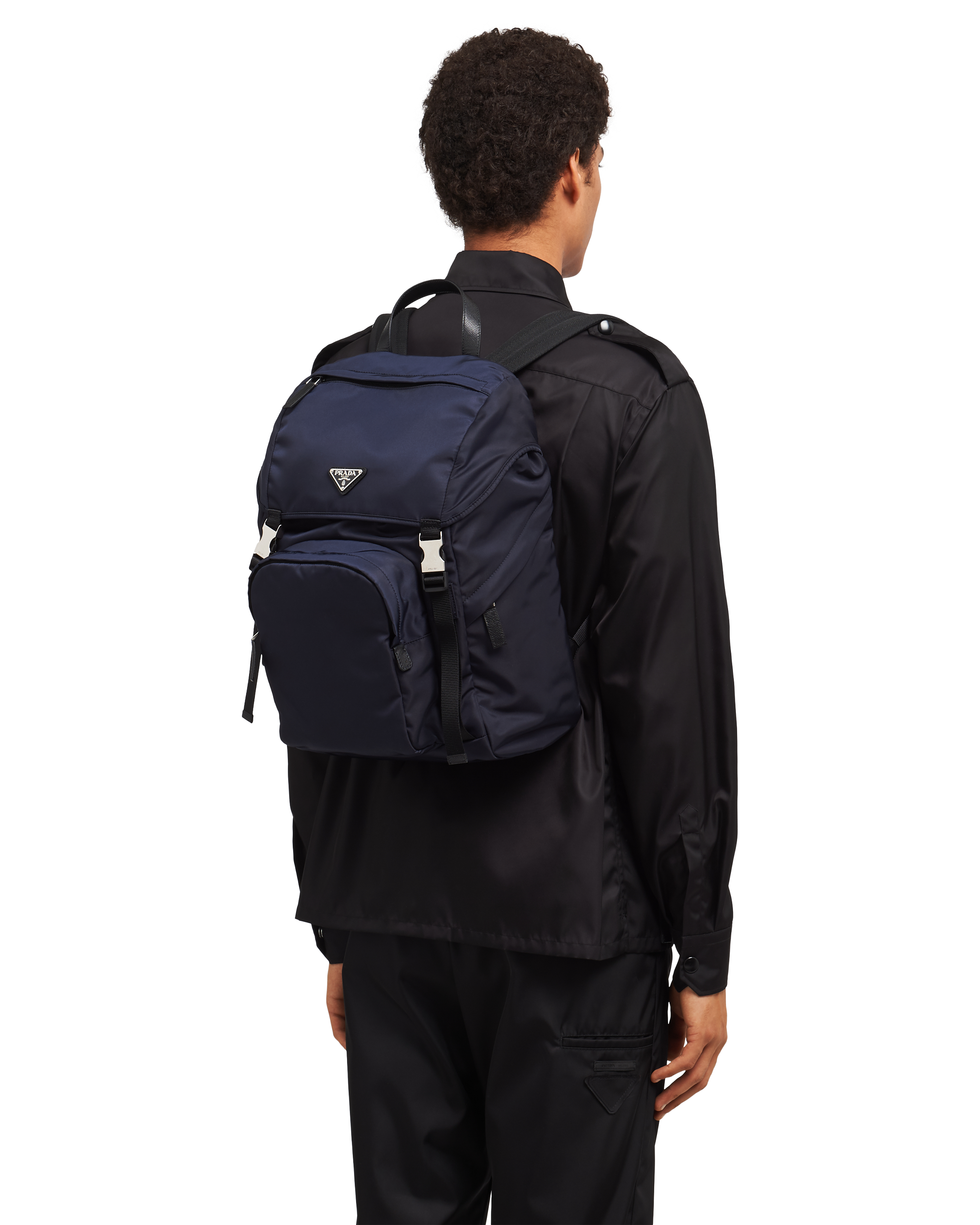 Prada nylon and saffiano leather backpack clearance
