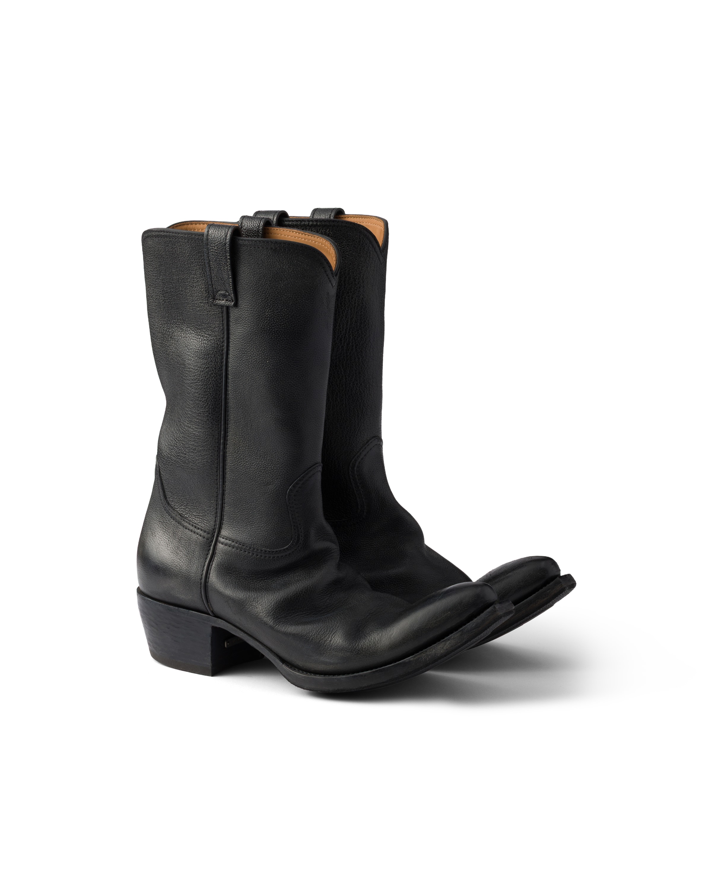 Prada Stiefel Aus Leder, Herren, Schwarz, Größe 6