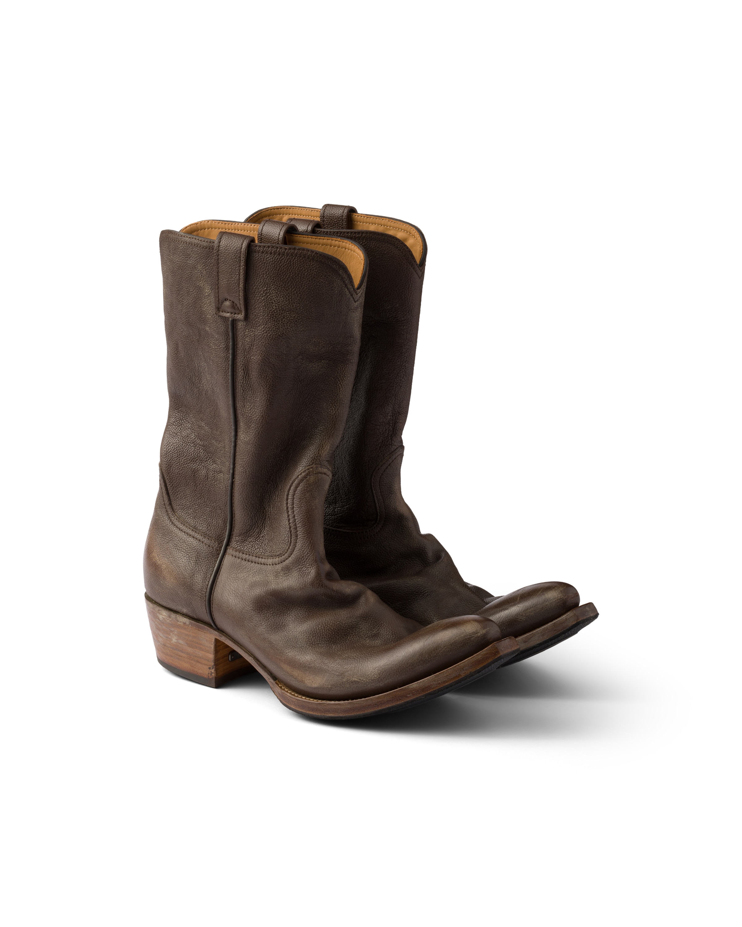 Prada Stiefel Aus Leder, Herren, Sienna, Größe 10