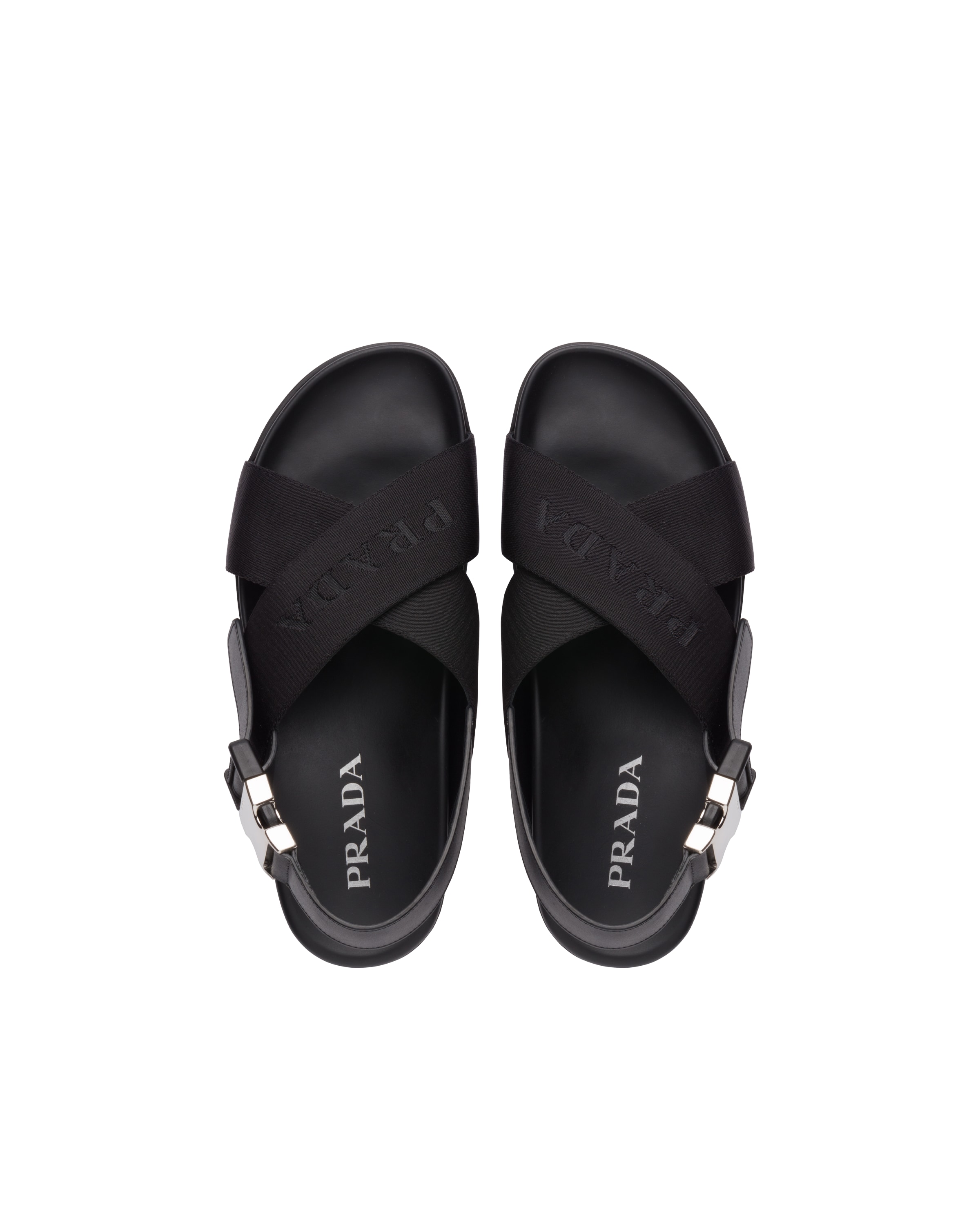 Black Leather Sandals Prada