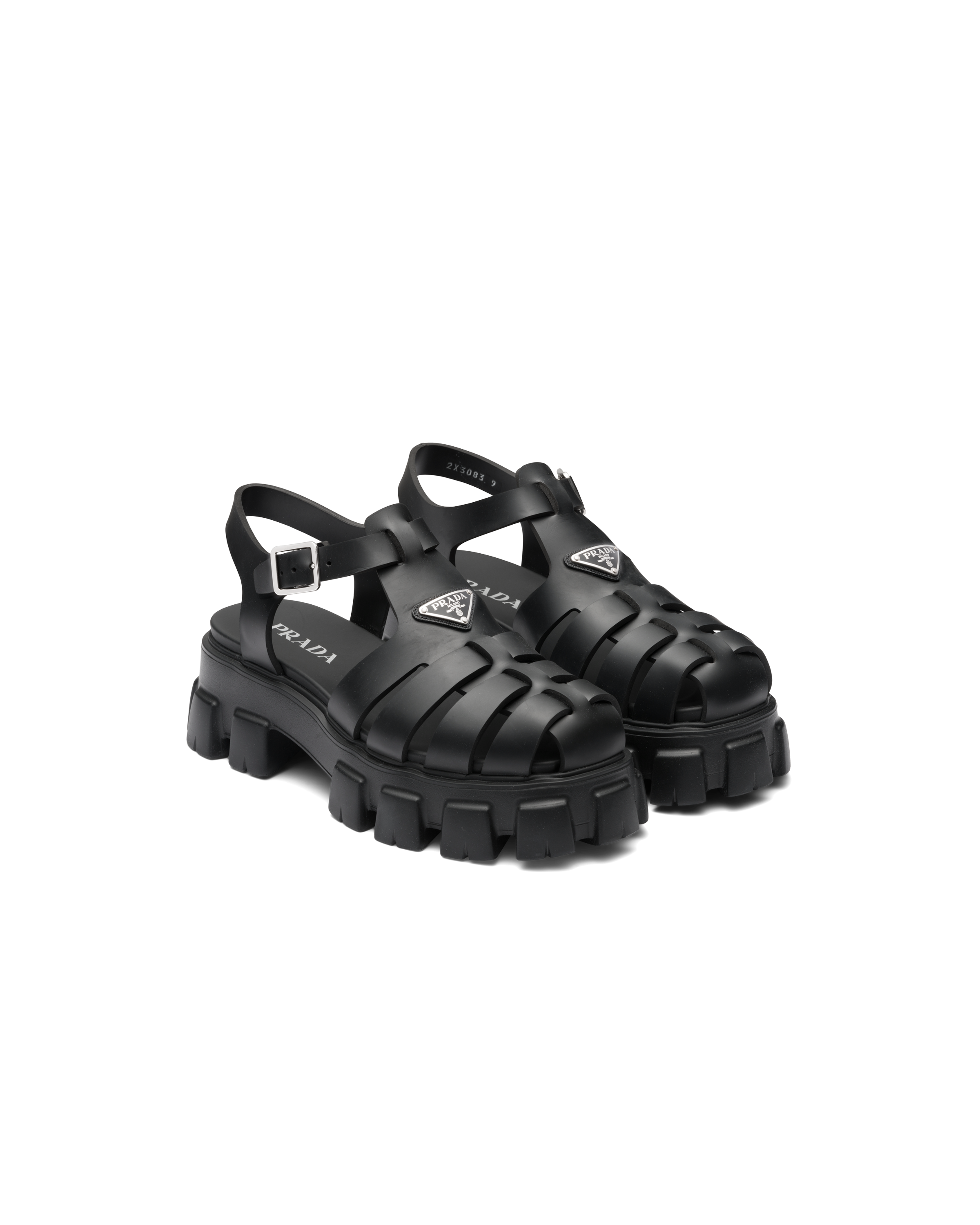 Prada Rubber Sandals In Black