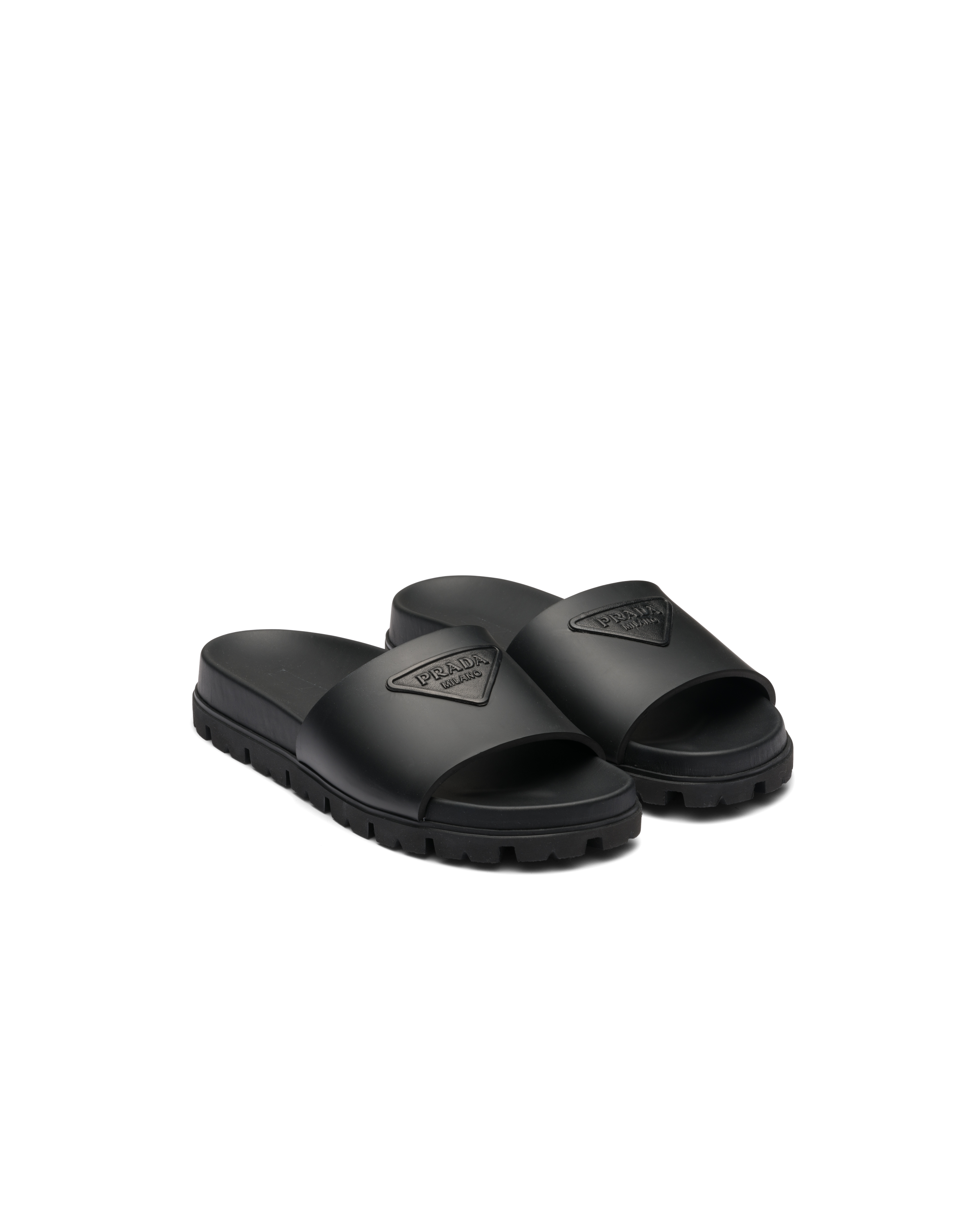 Prada Rubber Slides In Black