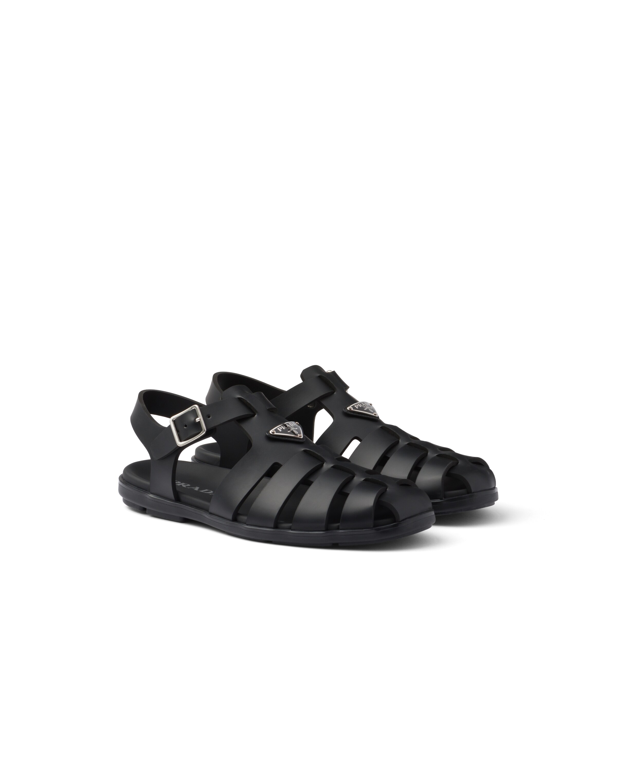 Prada Sandali A Gabbia In Gomma, Uomo, Nero, Taglia 7