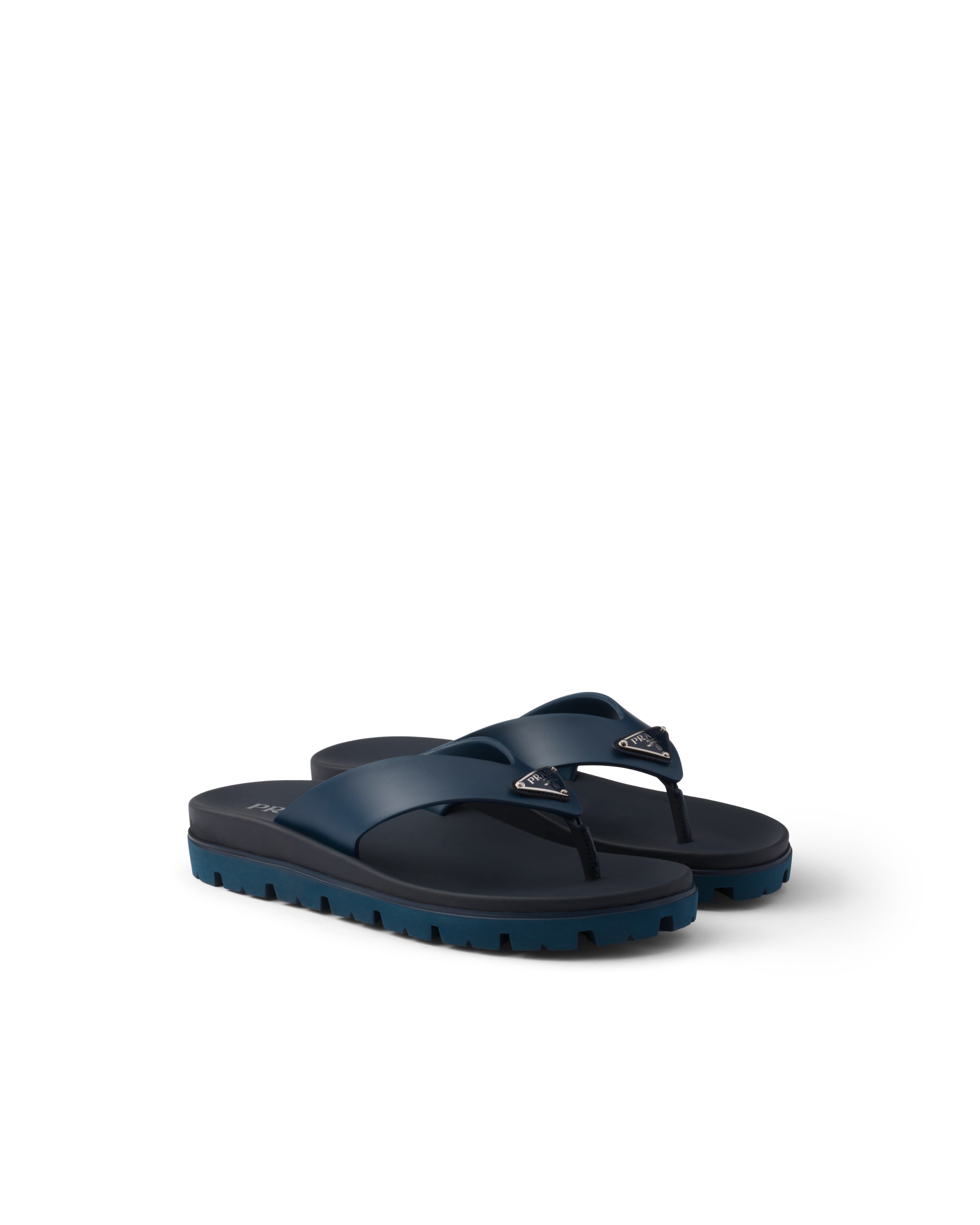 Prada Sandali Infradito In Gomma, Uomo, Blu, Taglia 11